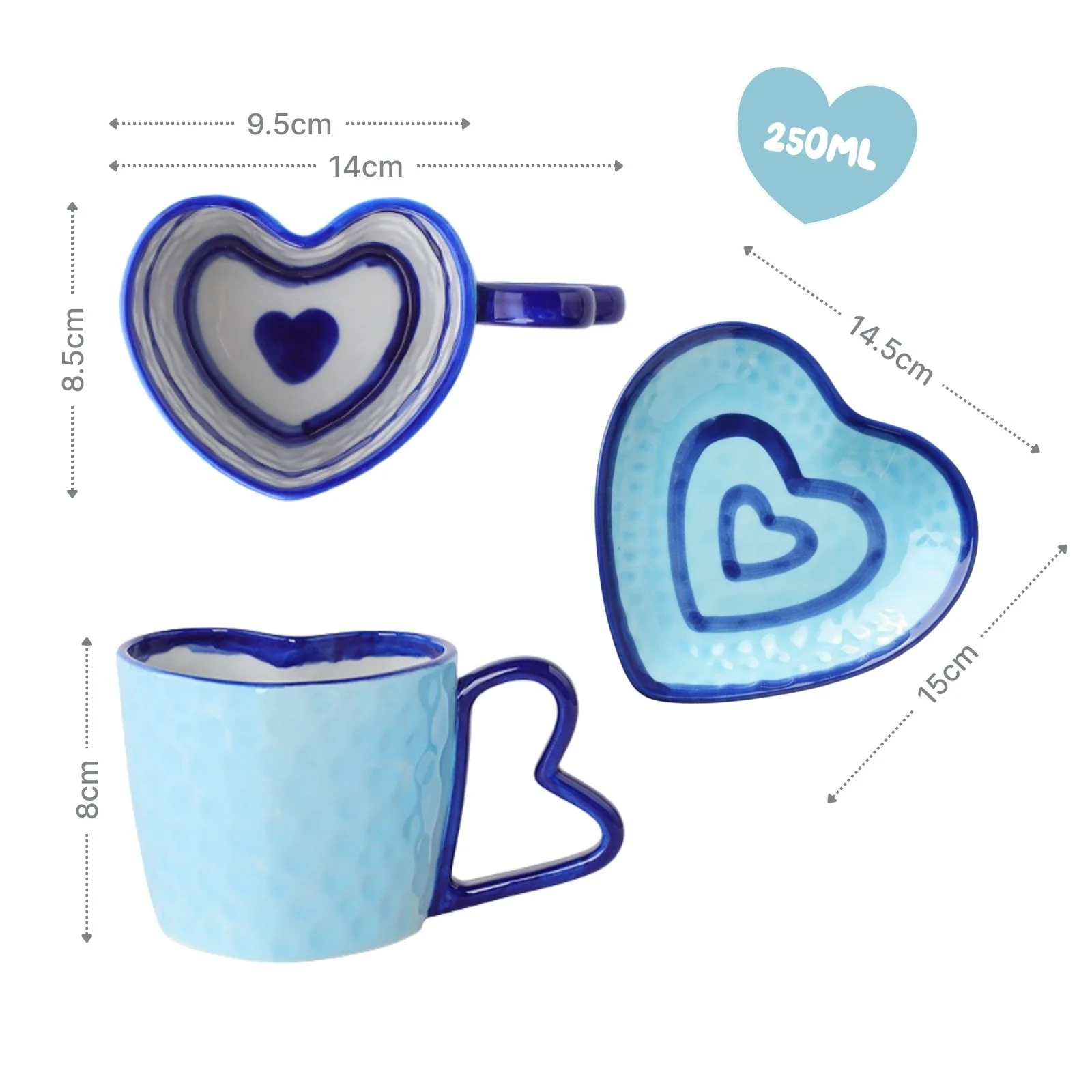 Herztasse mit Untertasse Teetasse Henkeltasse Becher Kaffeetasse - Image 5