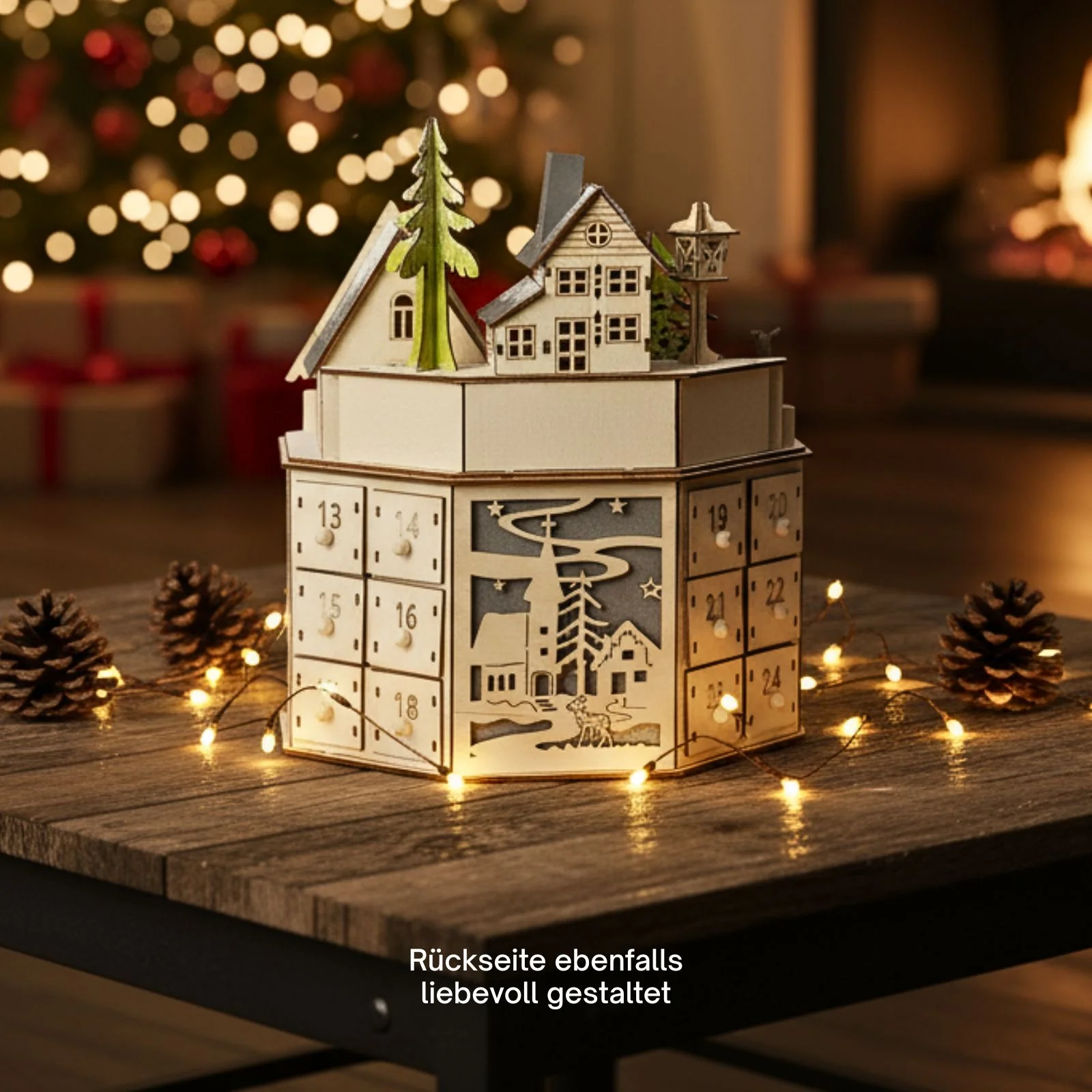 Holz-Adventskalender 24 Schubladen mit LED Weihnachtskalender - Image 7