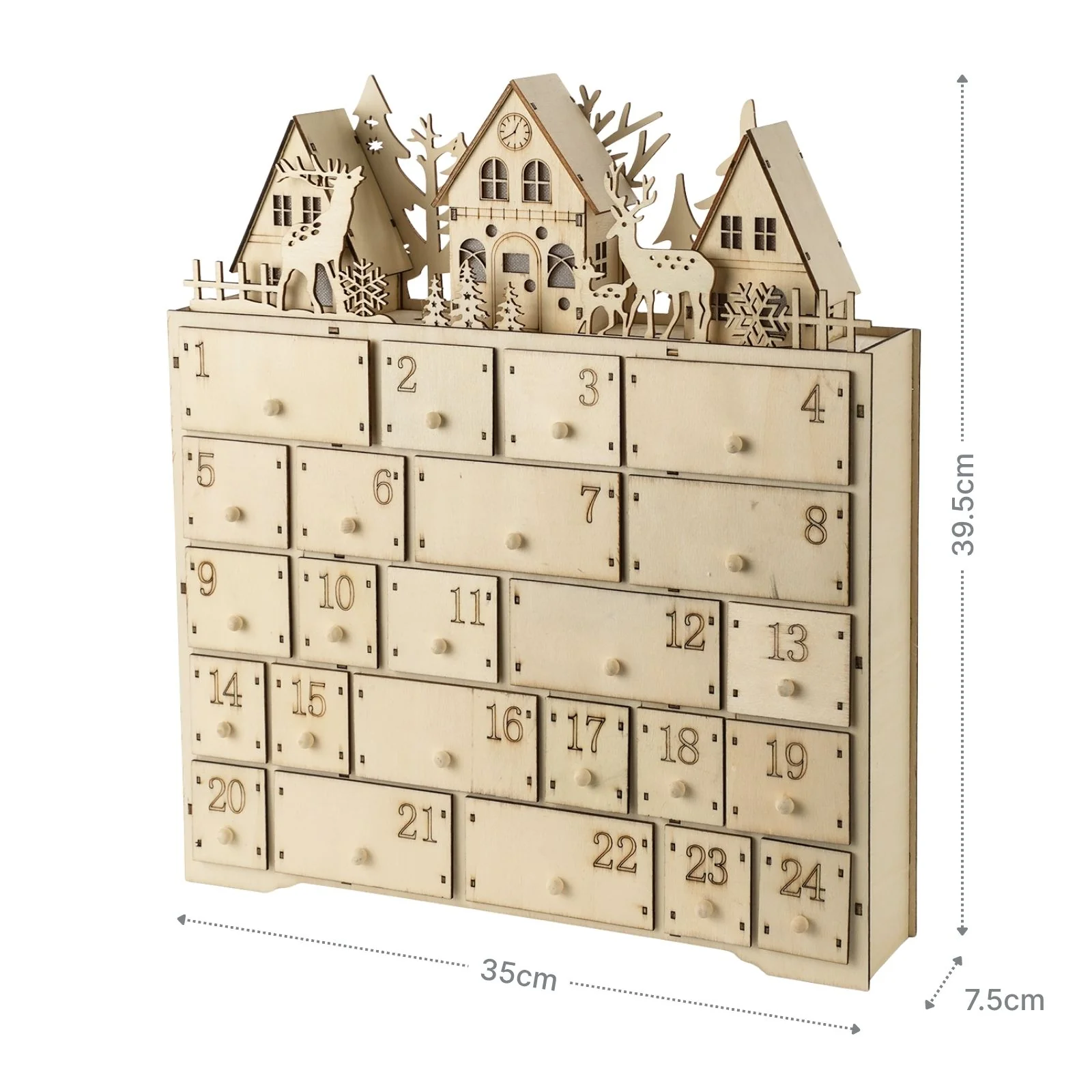 Holz-Adventskalender Weihnachtskalender 24 Schubladen mit LED - Image 8