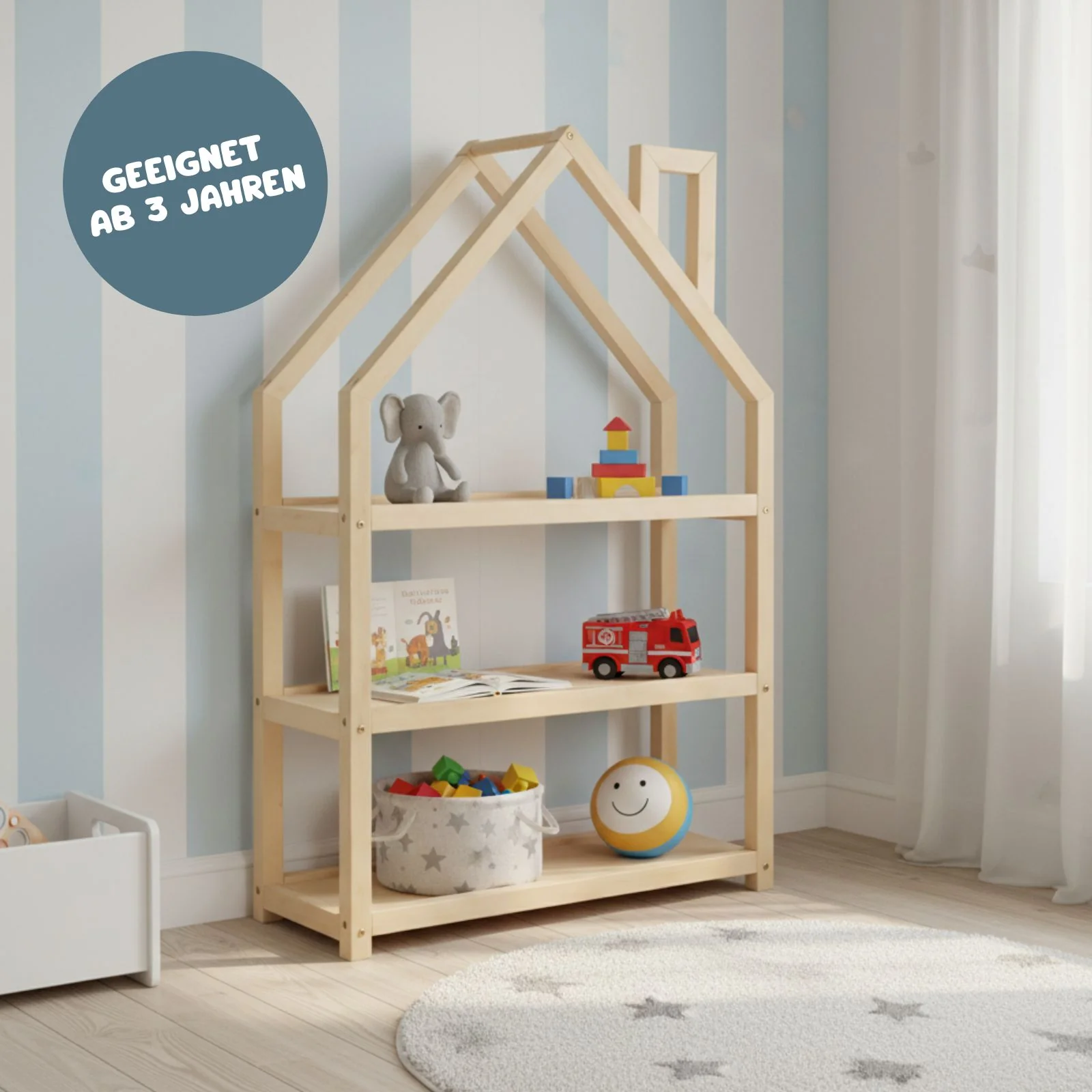 Holz-Aufbewahrungsregal Bücherregal Spielzeugregal Kinderzimmer-Regal - Image 2