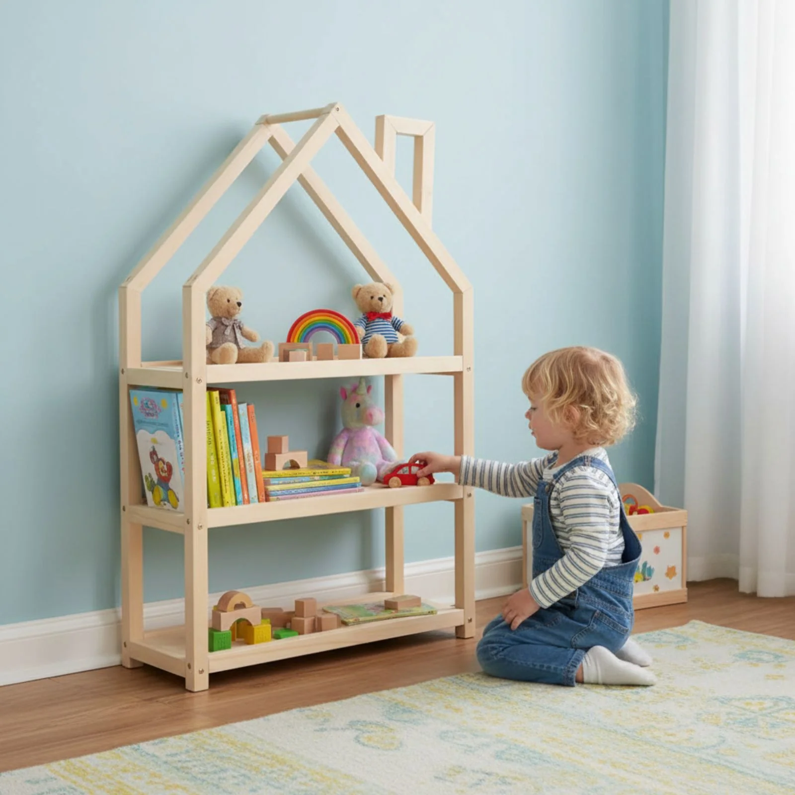 Holz-Aufbewahrungsregal Bücherregal Spielzeugregal Kinderzimmer-Regal - Image 6