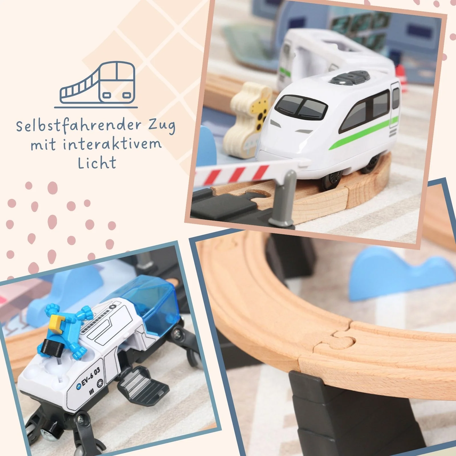 89-tlg. Holzeisenbahn-Set Weltraum-Spielzeugeisenbahn Kinderspielzeug - Image 3
