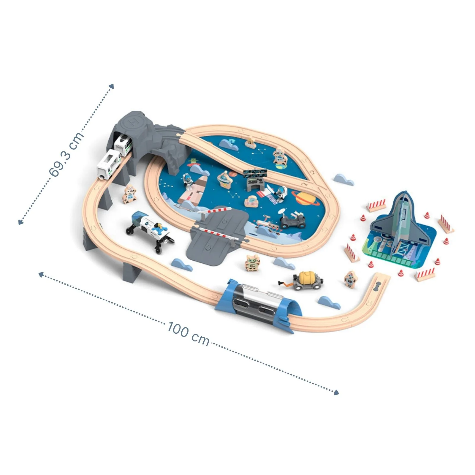 89-tlg. Holzeisenbahn-Set Weltraum-Spielzeugeisenbahn Kinderspielzeug - Image 6