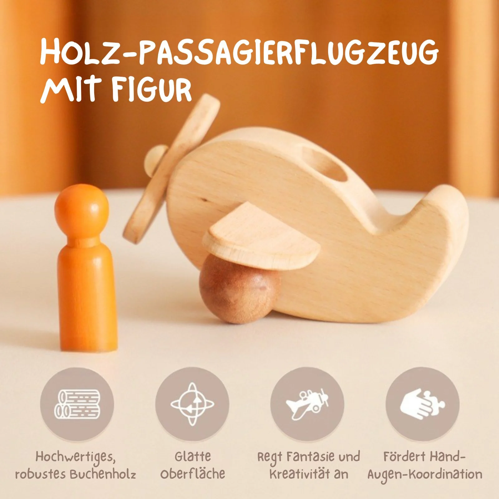 Holz-Flugzeug Kinderspielzeug Flieger Luftfahrzeug Spielzeug - Image 3