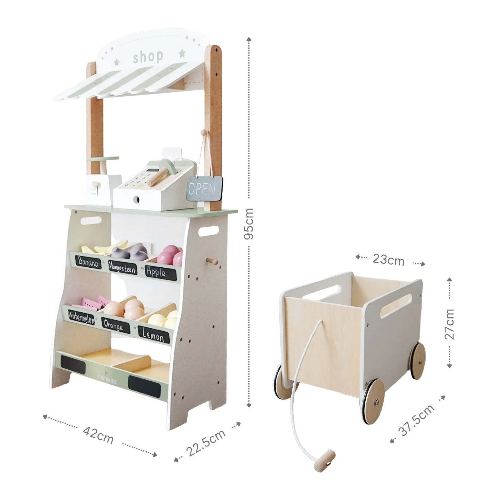 Holz-Kaufladen mit Zubehör Kinder-Verkaufsstand Früchte- und Obststand - Image 9