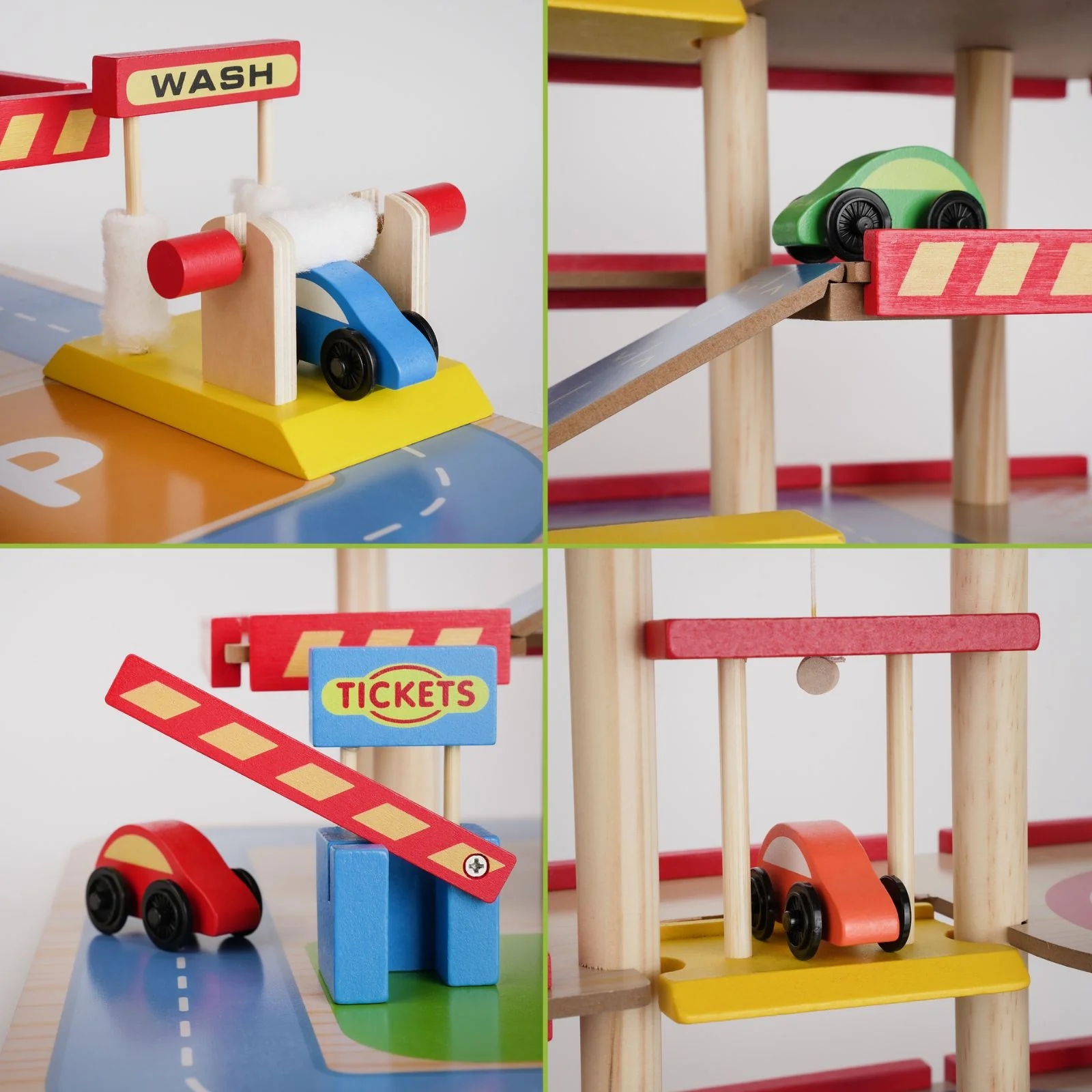 Holz-Parkhaus für Kinder mit Zubehör Parkgarage Spielzeug Spielgarage - Image 5