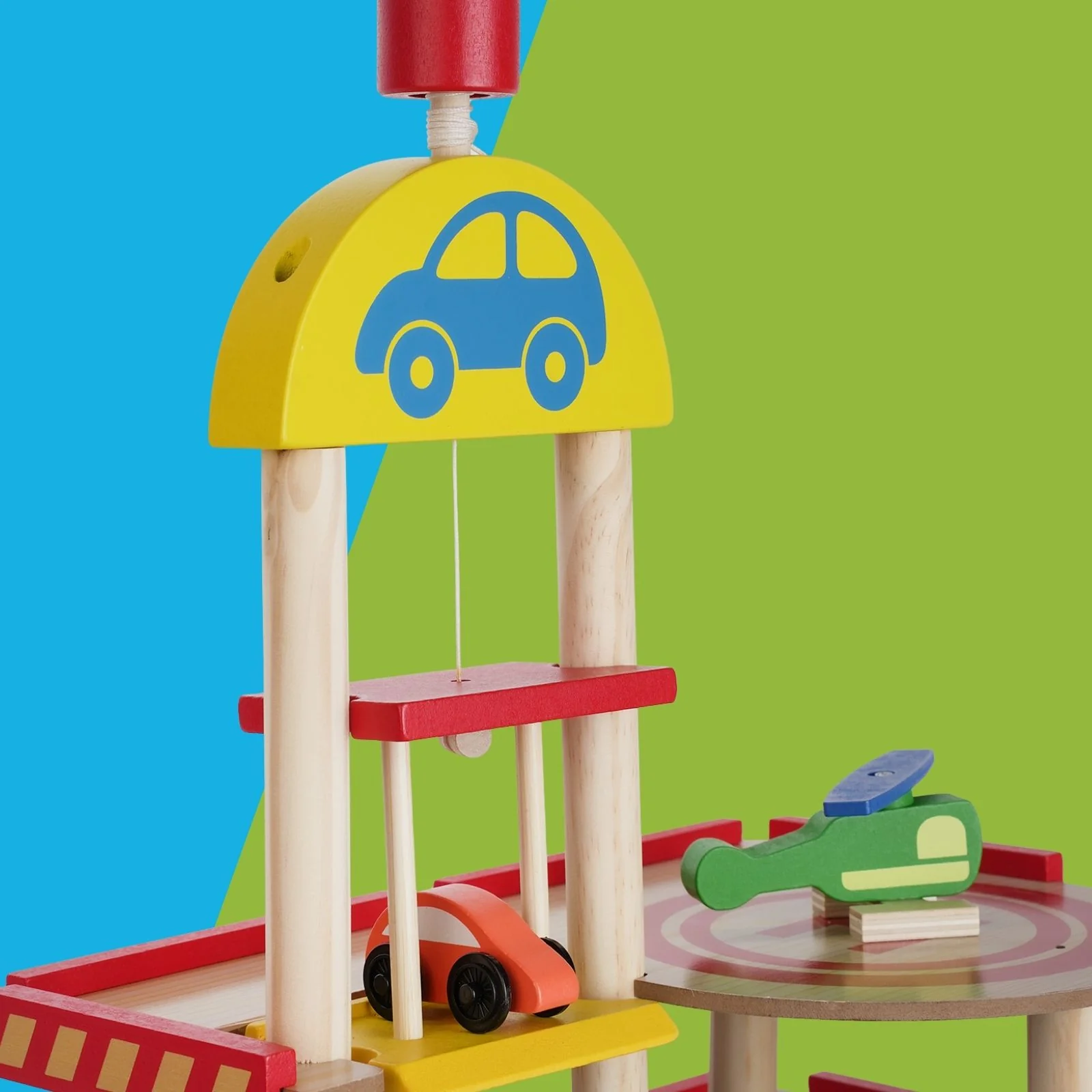 Holz-Parkhaus für Kinder mit Zubehör Parkgarage Spielzeug Spielgarage - Image 6