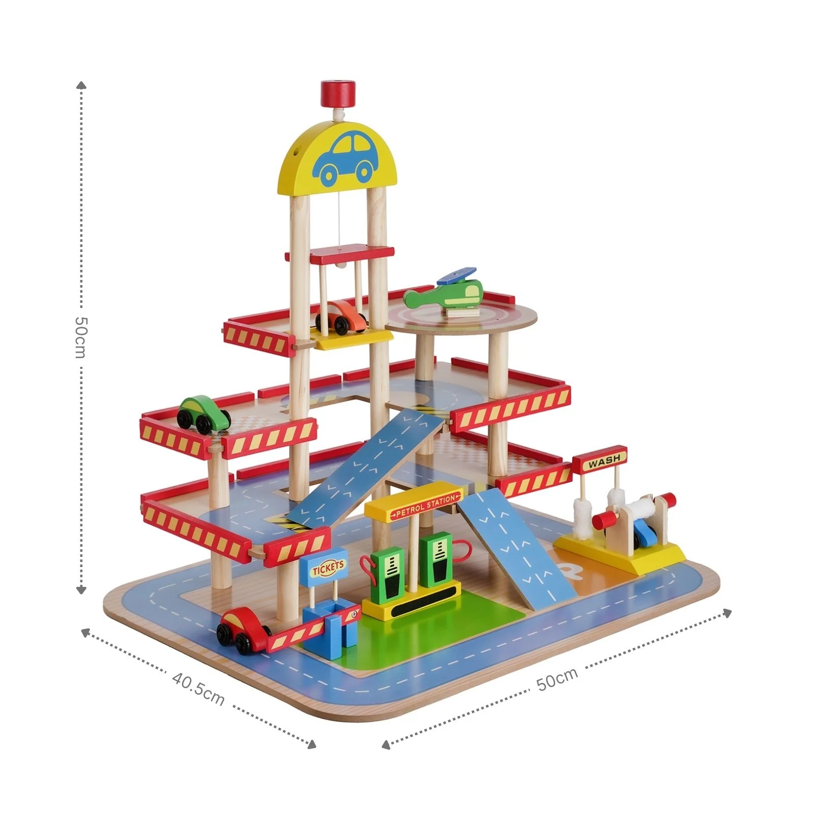 Holz-Parkhaus für Kinder mit Zubehör Parkgarage Spielzeug Spielgarage - Image 9