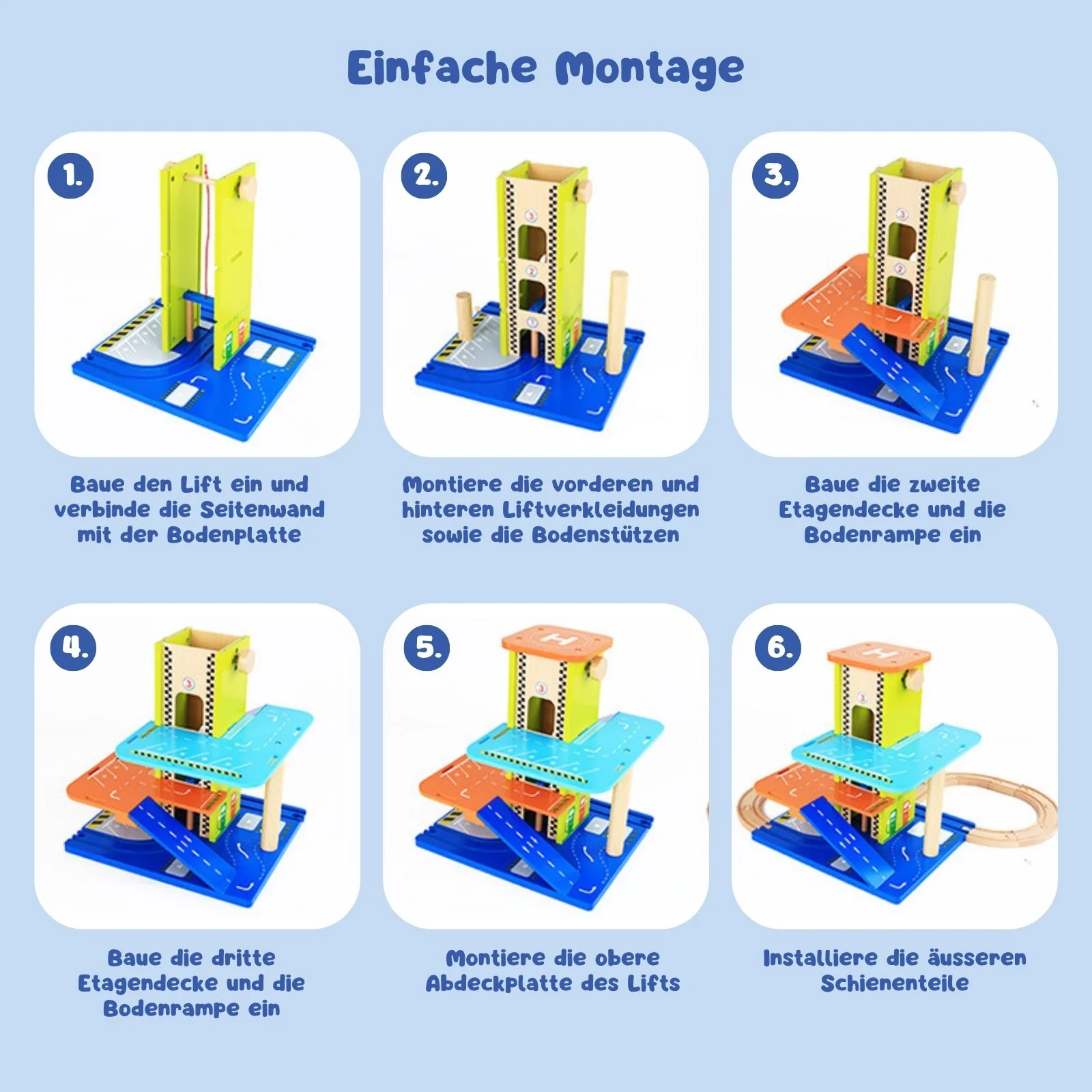 Holz-Parkhaus für Kinder mit Zubehör Spielgarage Parkgarage Spielzeug - Image 4