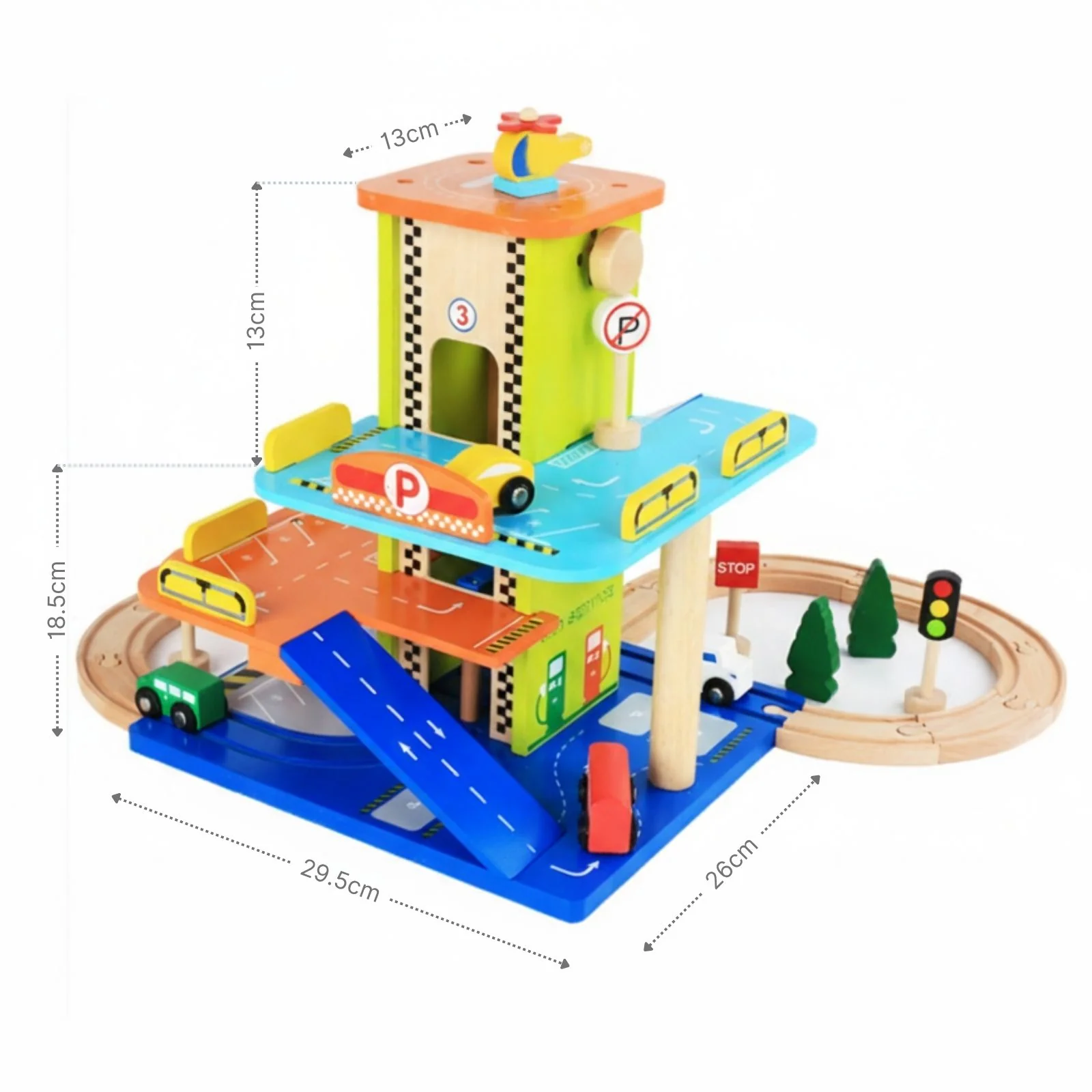 Holz-Parkhaus für Kinder mit Zubehör Spielgarage Parkgarage Spielzeug - Image 9