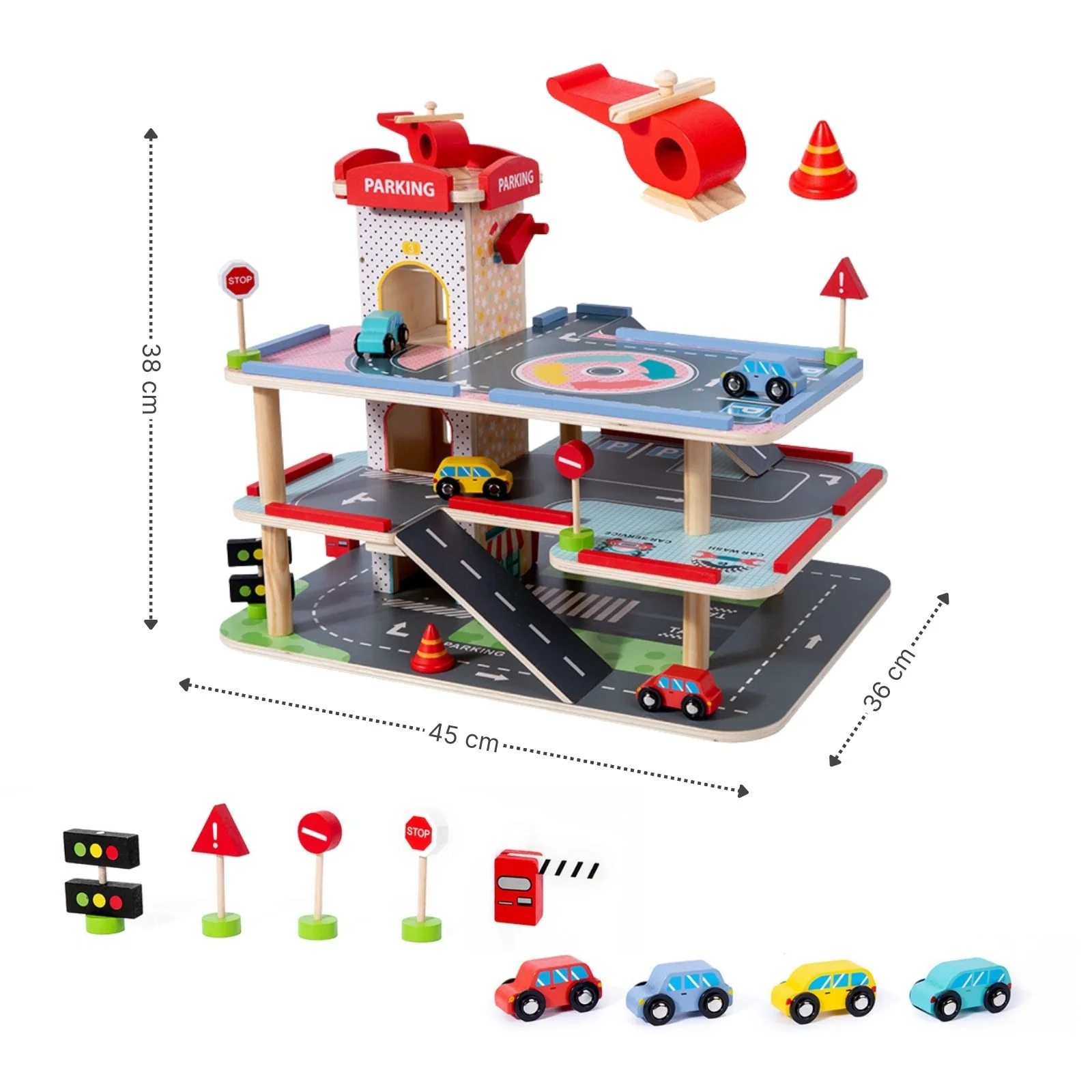 Holz-Parkhaus für Kinder Spielzeug Parkgarage Kinderspielzeug Spielgarage - Image 5