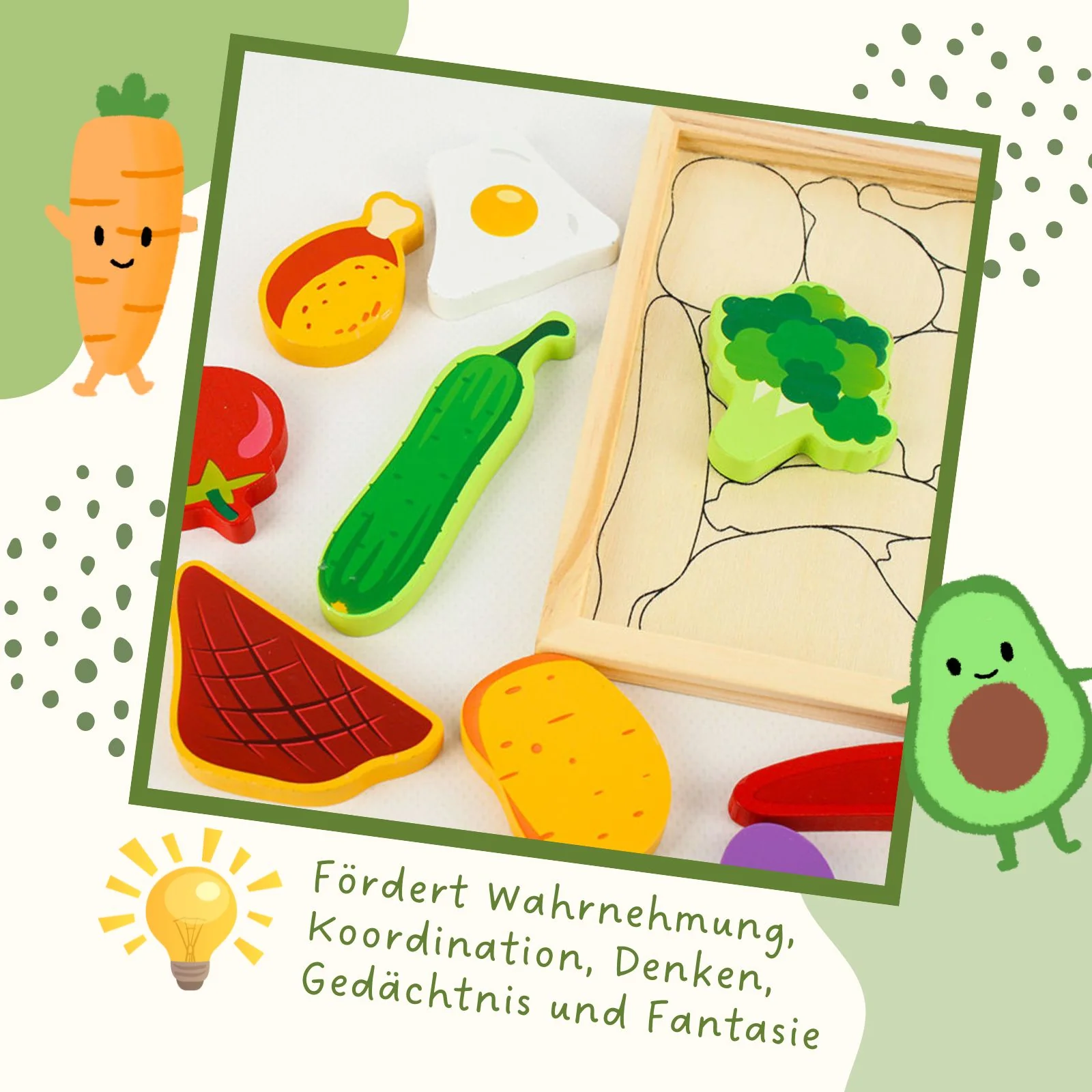 Holz-Puzzle für Kleinkinder Lebensmittelpuzzle Bildungsspielzeug - Image 2