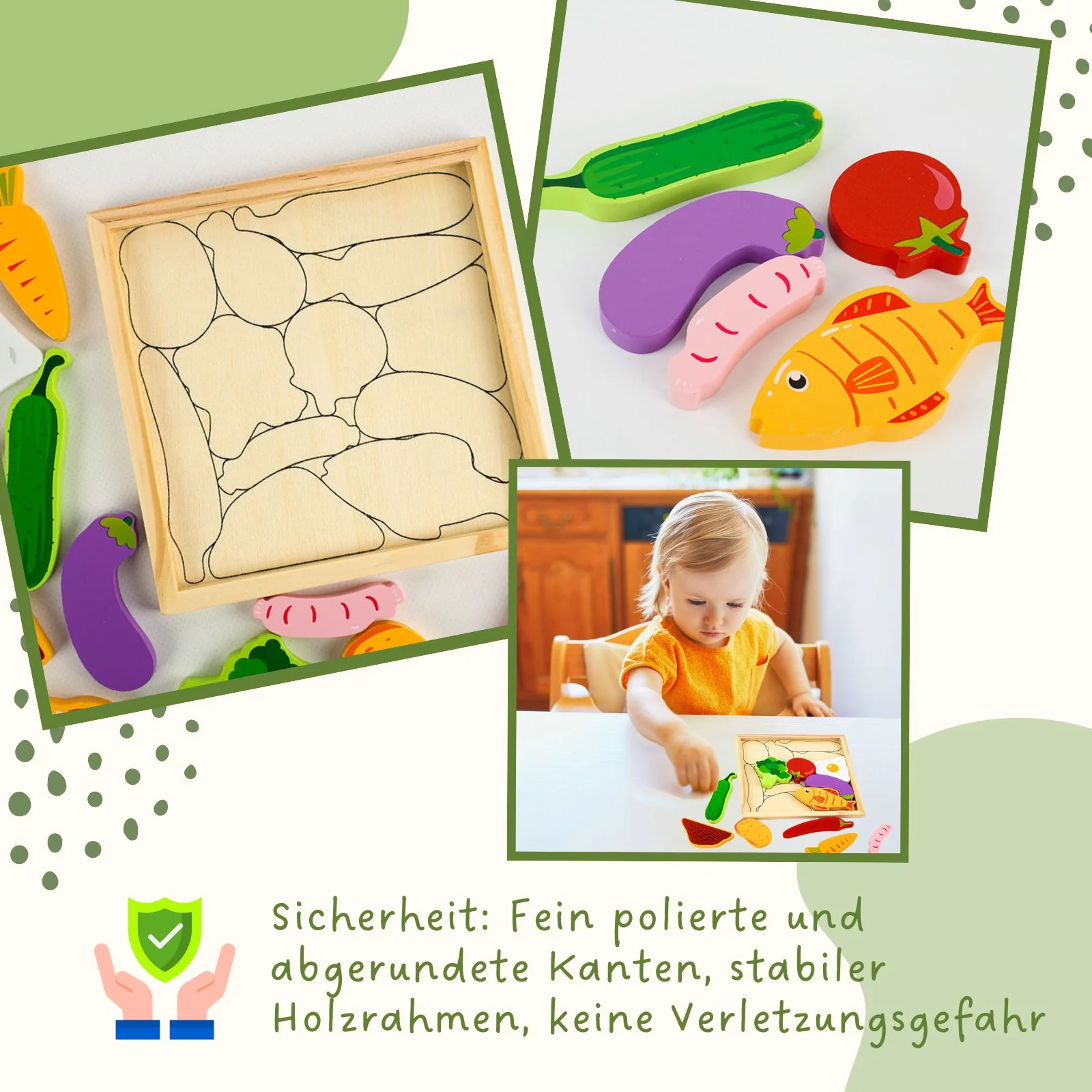 Holz-Puzzle für Kleinkinder Lebensmittelpuzzle Bildungsspielzeug - Image 3