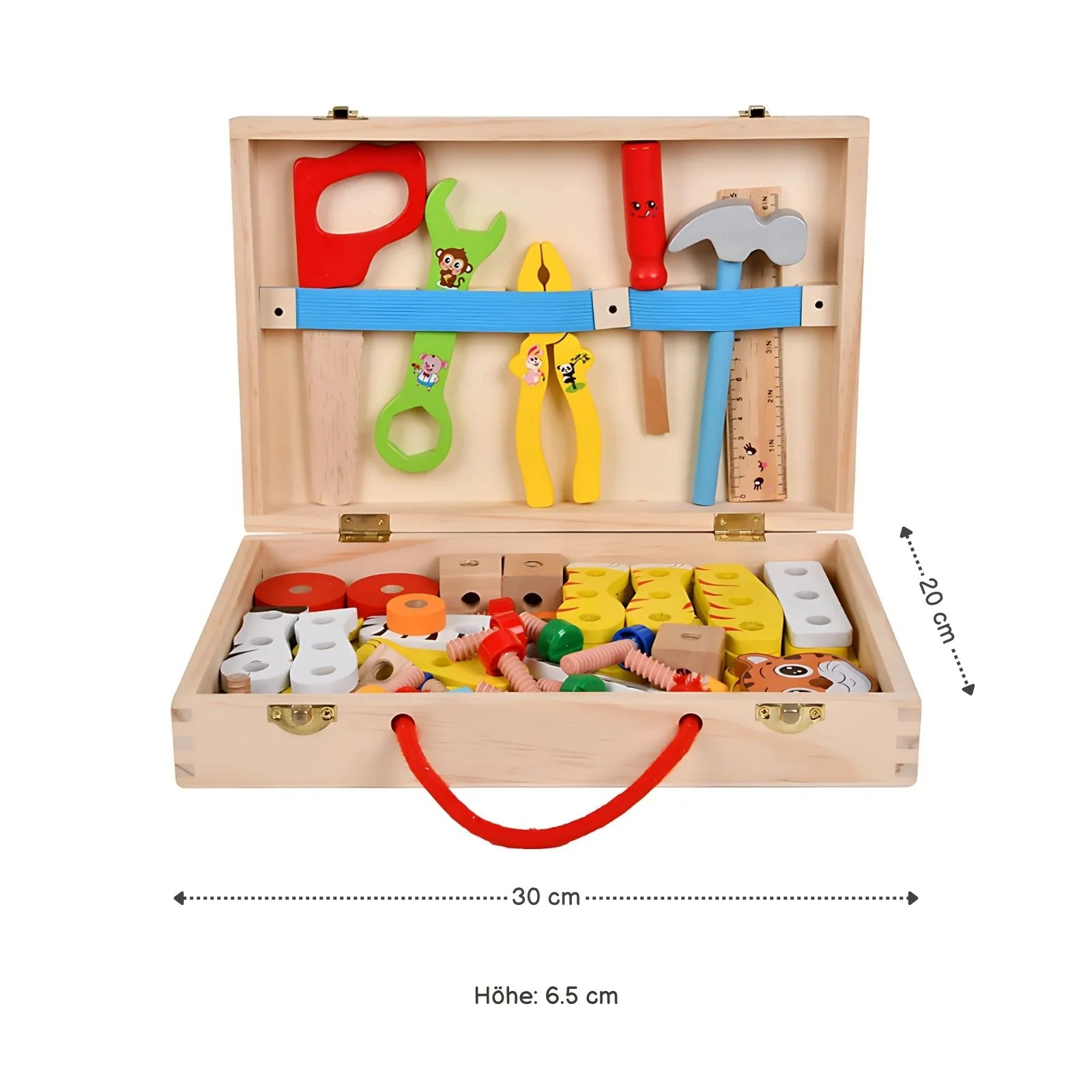 Kinder-Baukasten Holz-Werkzeugkasten für Kinder Lernspielzeug Holzbausatz Tiere - Image 6
