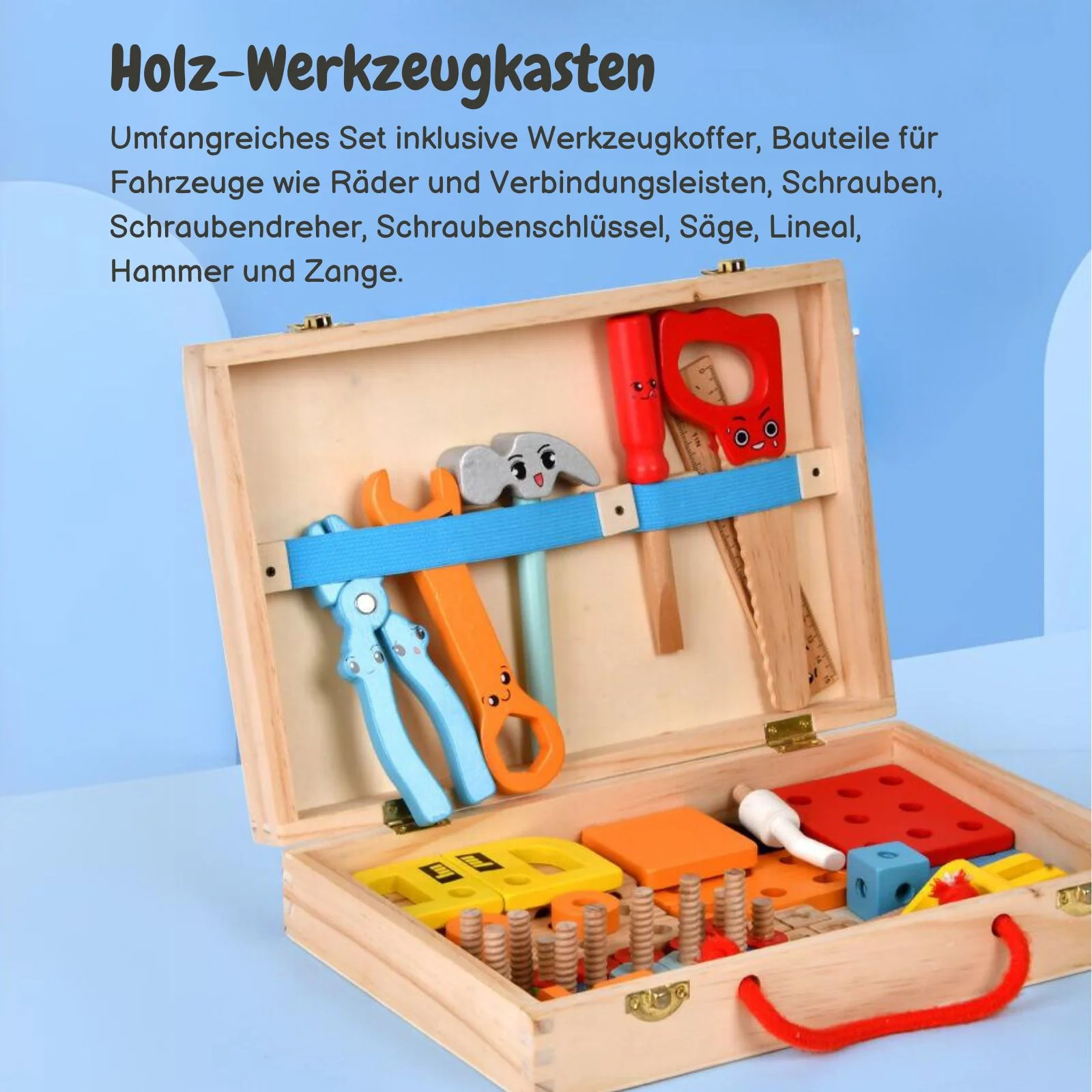 Holz-Werkzeugkasten für Kinder Kinder-Baukasten Fahrzeug-Bausatz Lernspielzeug - Image 2