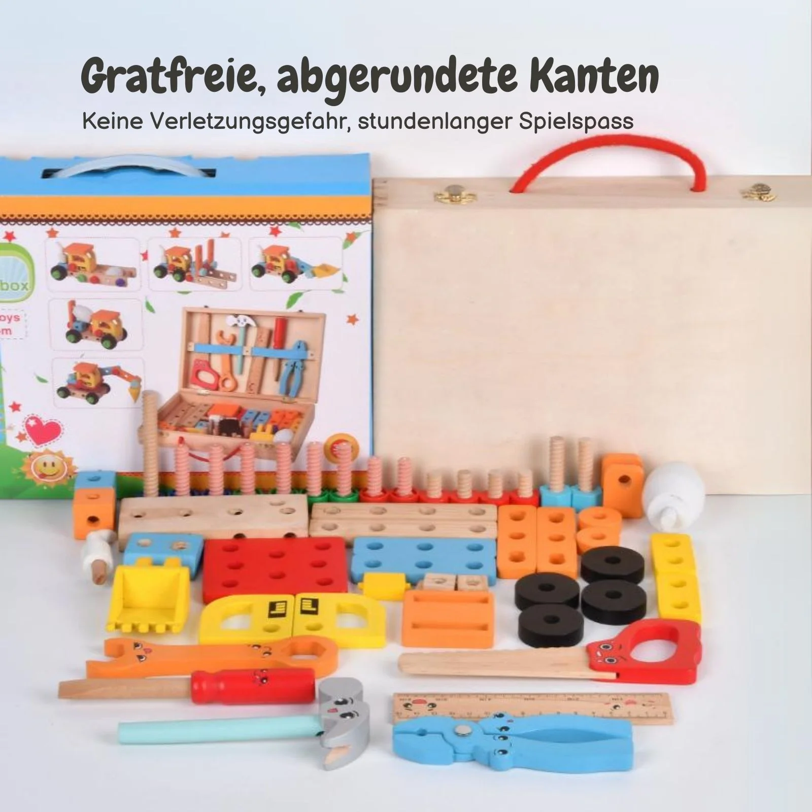 Holz-Werkzeugkasten für Kinder Kinder-Baukasten Fahrzeug-Bausatz Lernspielzeug - Image 3