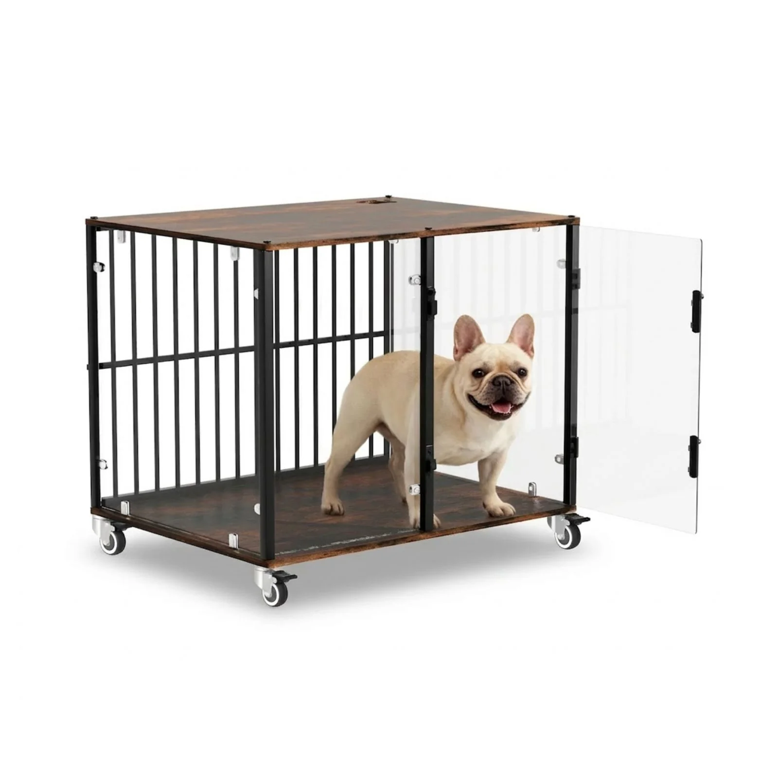 Hundebox Design-Hundekäfig Indoor-Hundehütte Glaskäfig Beistelltisch
