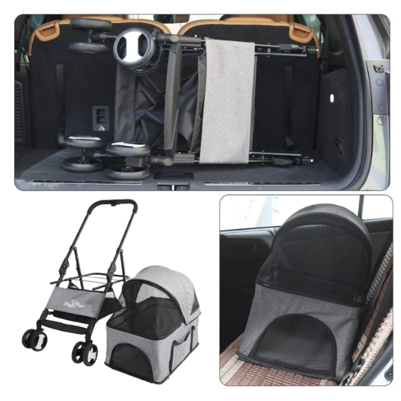 Hundebuggy Haustierwagen Trolley klappbar vierfache Doppelräder - Image 3