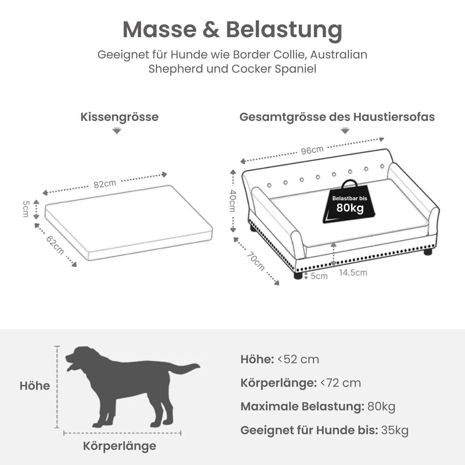 Hundecouch Grösse L Liegeplatz Hundebett Haustiersofa Hundesofa - Image 5