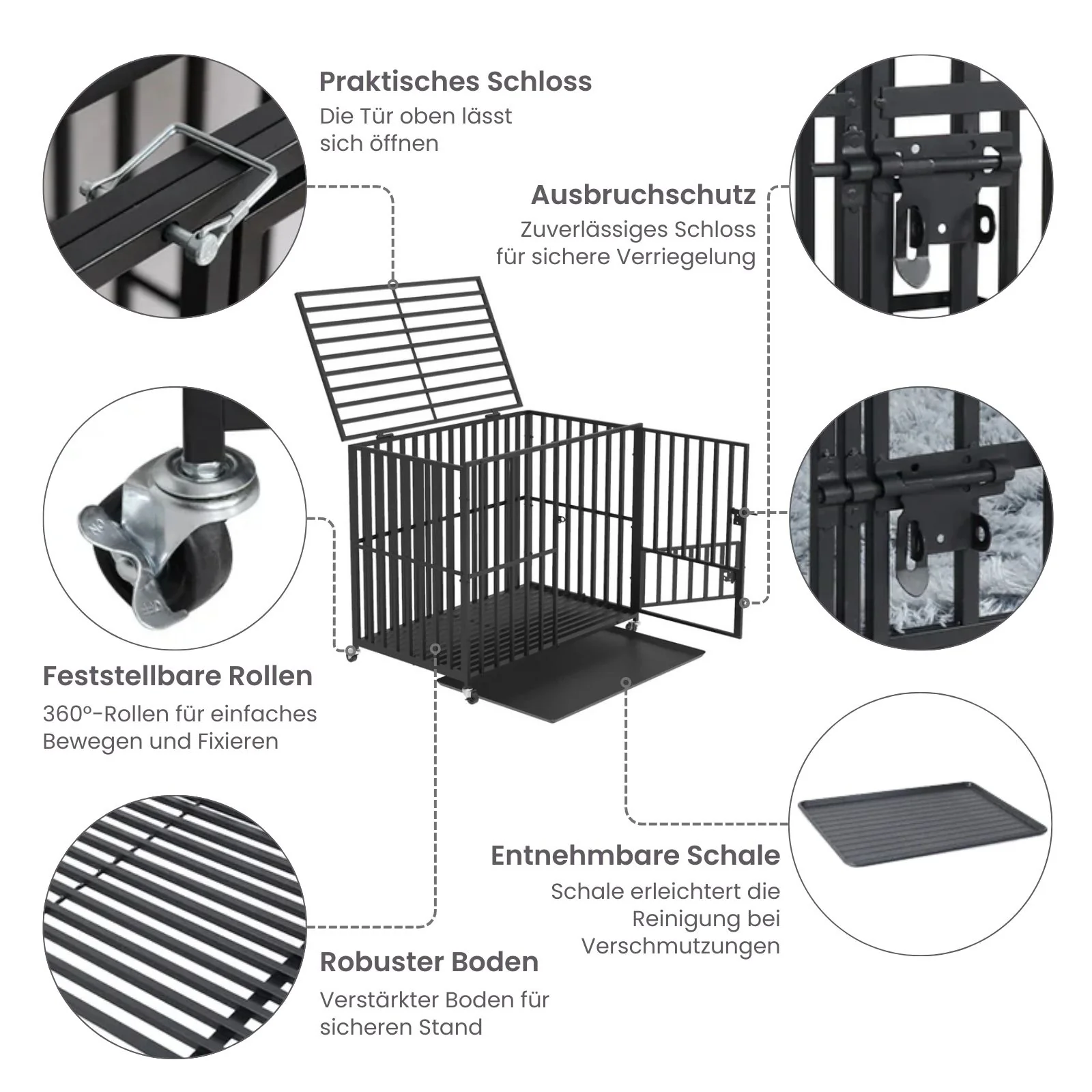 Hundekäfig Grösse L Hundebox Haustierkäfig Indoor-Käfig Metallkäfig - Image 3