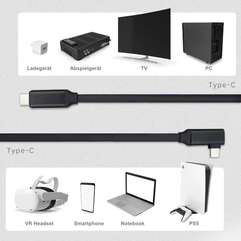 Kabel für VR Brille 5m Oculus Quest 2 USB-C Datenkabel Ladekabel - Image 4