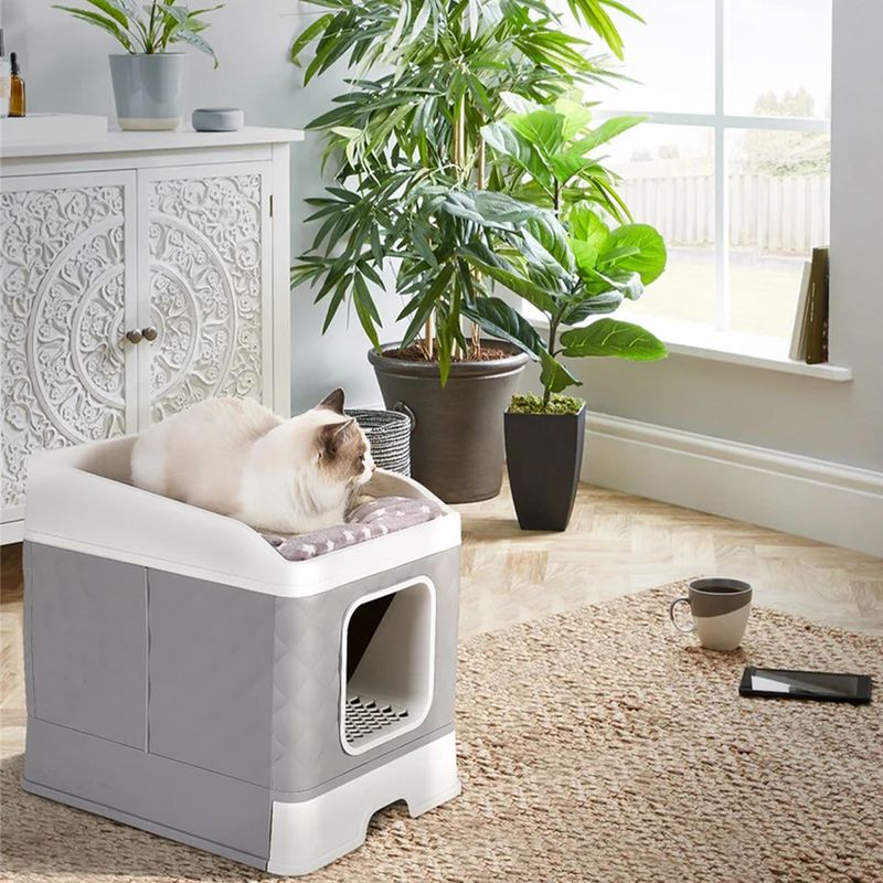 Katzen-WC und Bett Katzentoilette XXL-Katzenklo mit Deckel Streukiste - Image 4