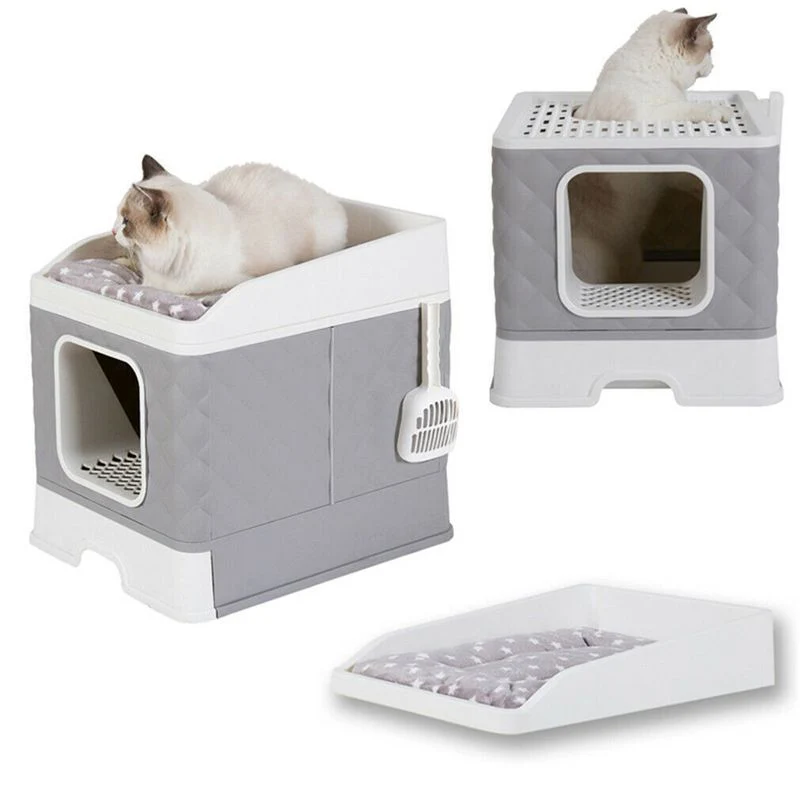 Katzen-WC und Bett Katzentoilette XXL-Katzenklo mit Deckel Streukiste - Image 6