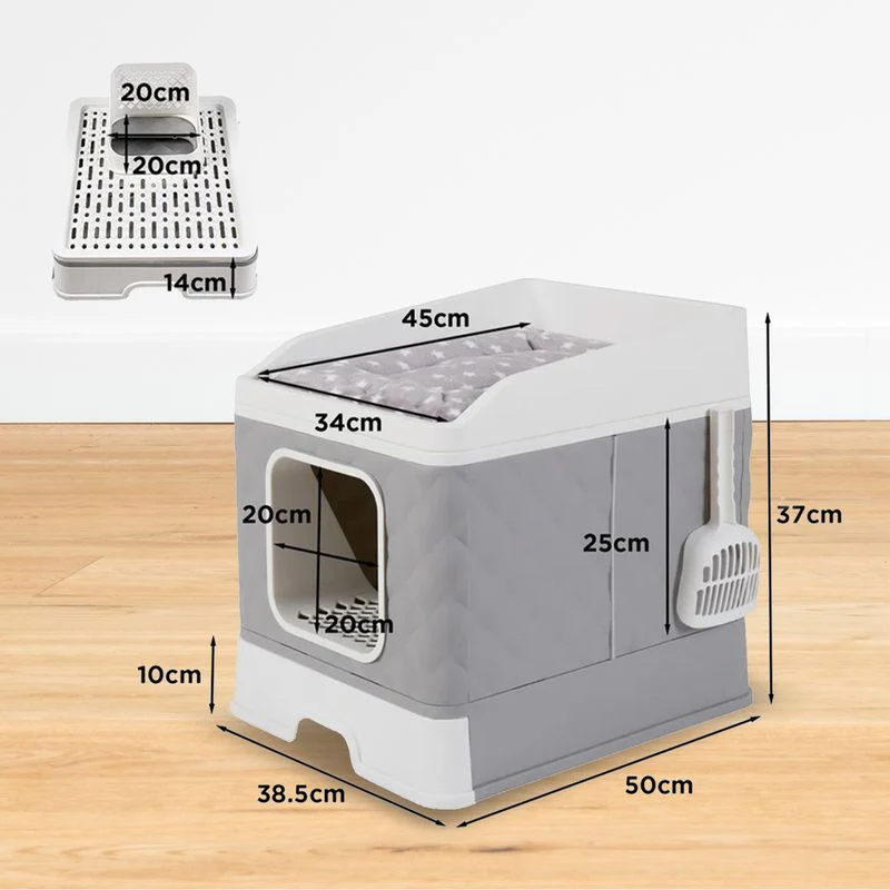 Katzen-WC und Bett Katzentoilette XXL-Katzenklo mit Deckel Streukiste - Image 7