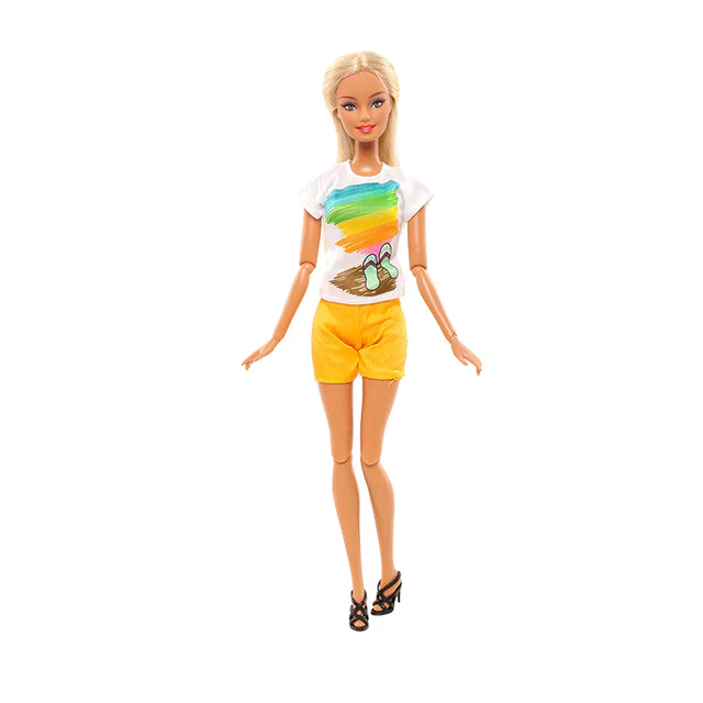 Ken und Barbie Hose und T-Shirt Paarweise Set Mode Gelb Regenbogen - Image 2