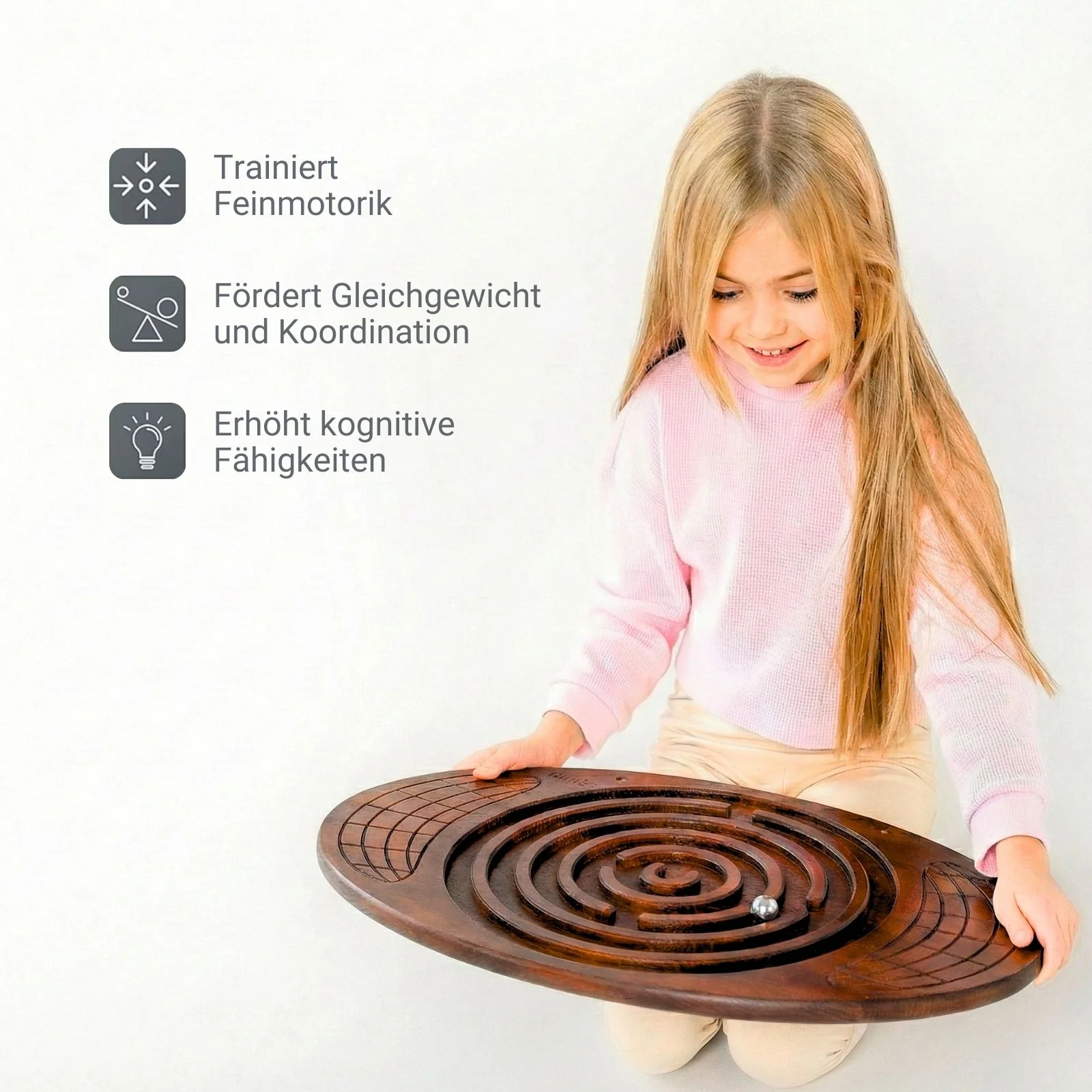 Kinder-Balanceboard aus Holz mit Labyrinth-Spiel Balancierbrett Wippe - Image 3