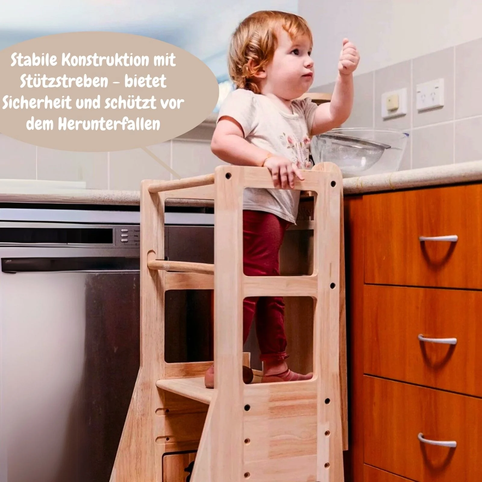 Kinder Holz-Lernturm mit Hocker und Zeichenbrett - Image 2