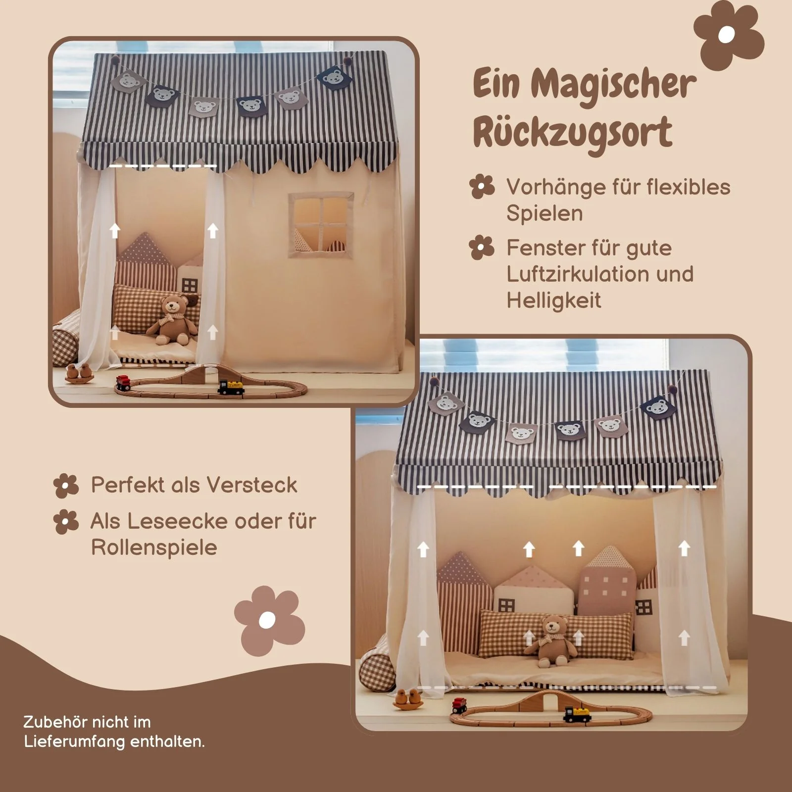 Kinder-Spielhaus Kinderzelt Hauszelt Kuschelhaus Spielhütte Spielzelt - Image 3