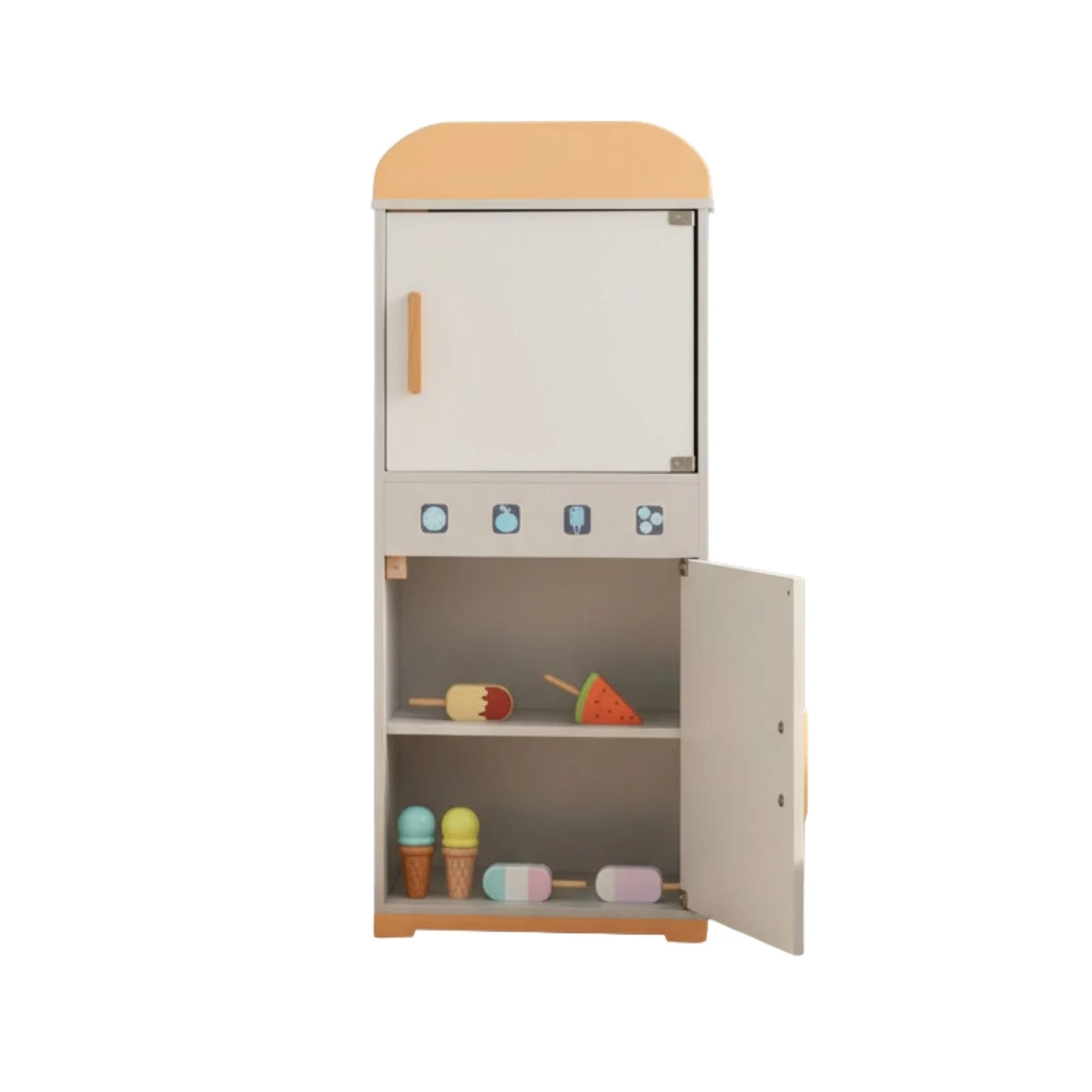 Kinder Spielhaus-Kühlschrank aus Holz mit Zubehör Kinderkühlschrank