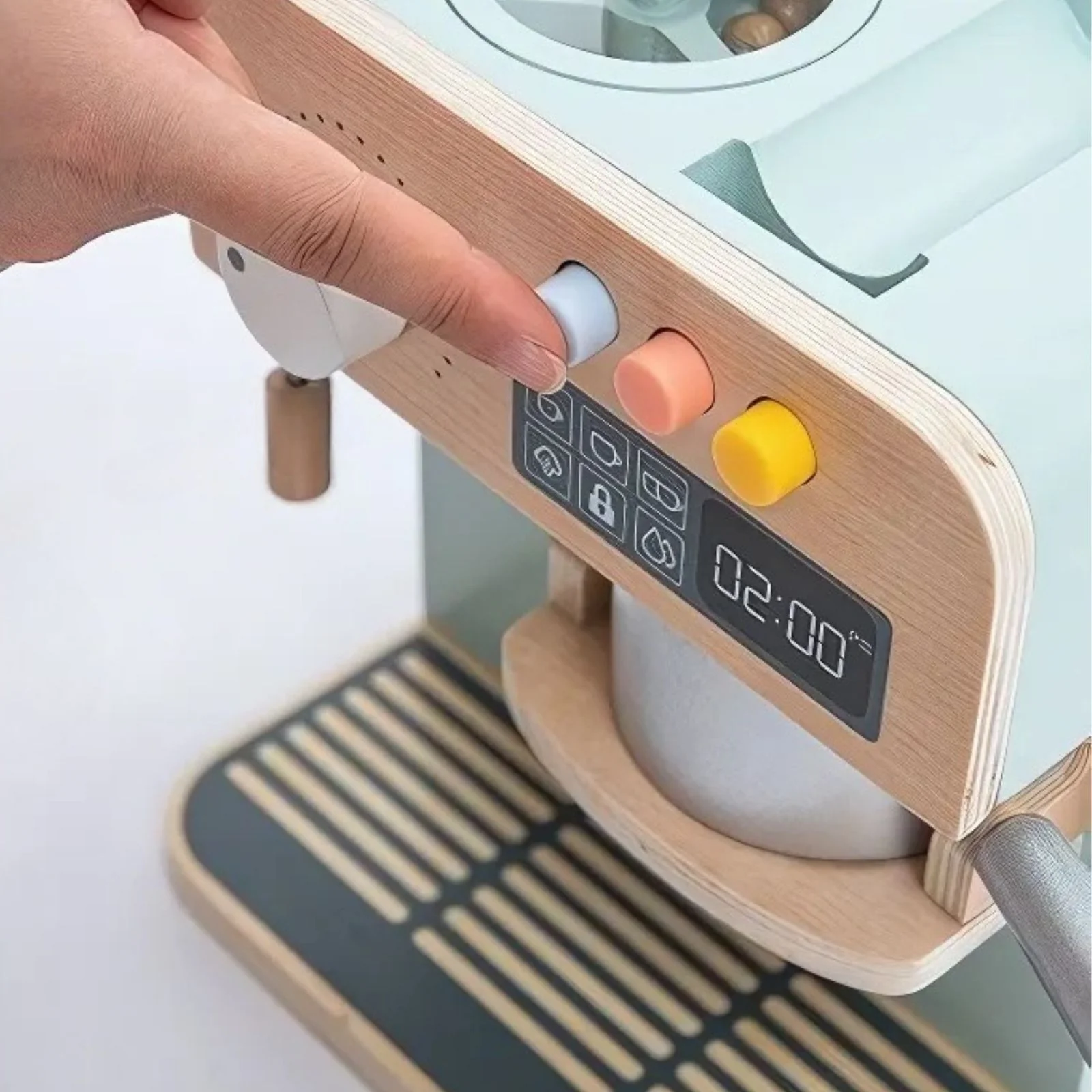 Kinder Spielzeug-Kaffeemaschine aus Holz mit Zubehör Kaffeeautomat - Image 11