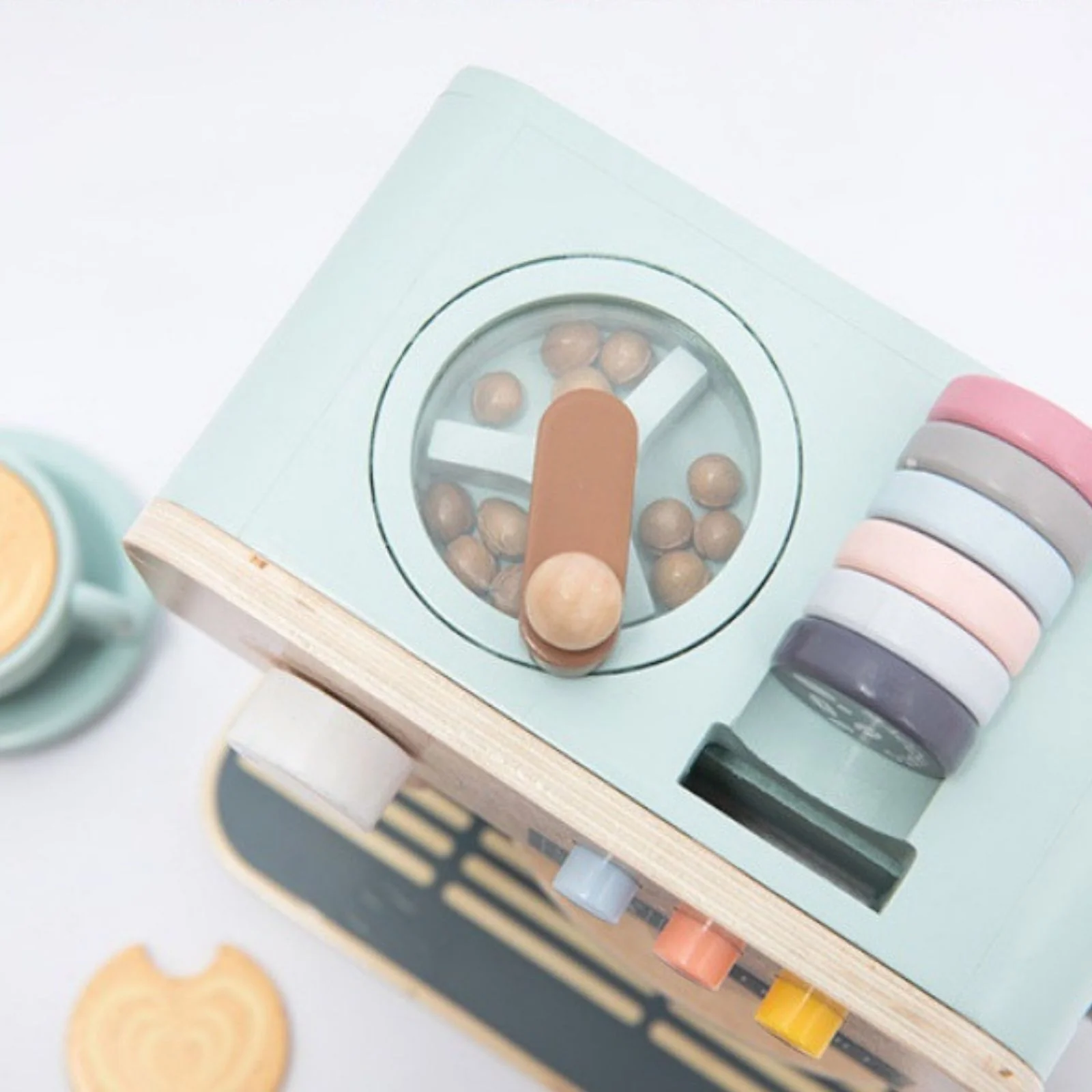 Kinder Spielzeug-Kaffeemaschine aus Holz mit Zubehör Kaffeeautomat - Image 12