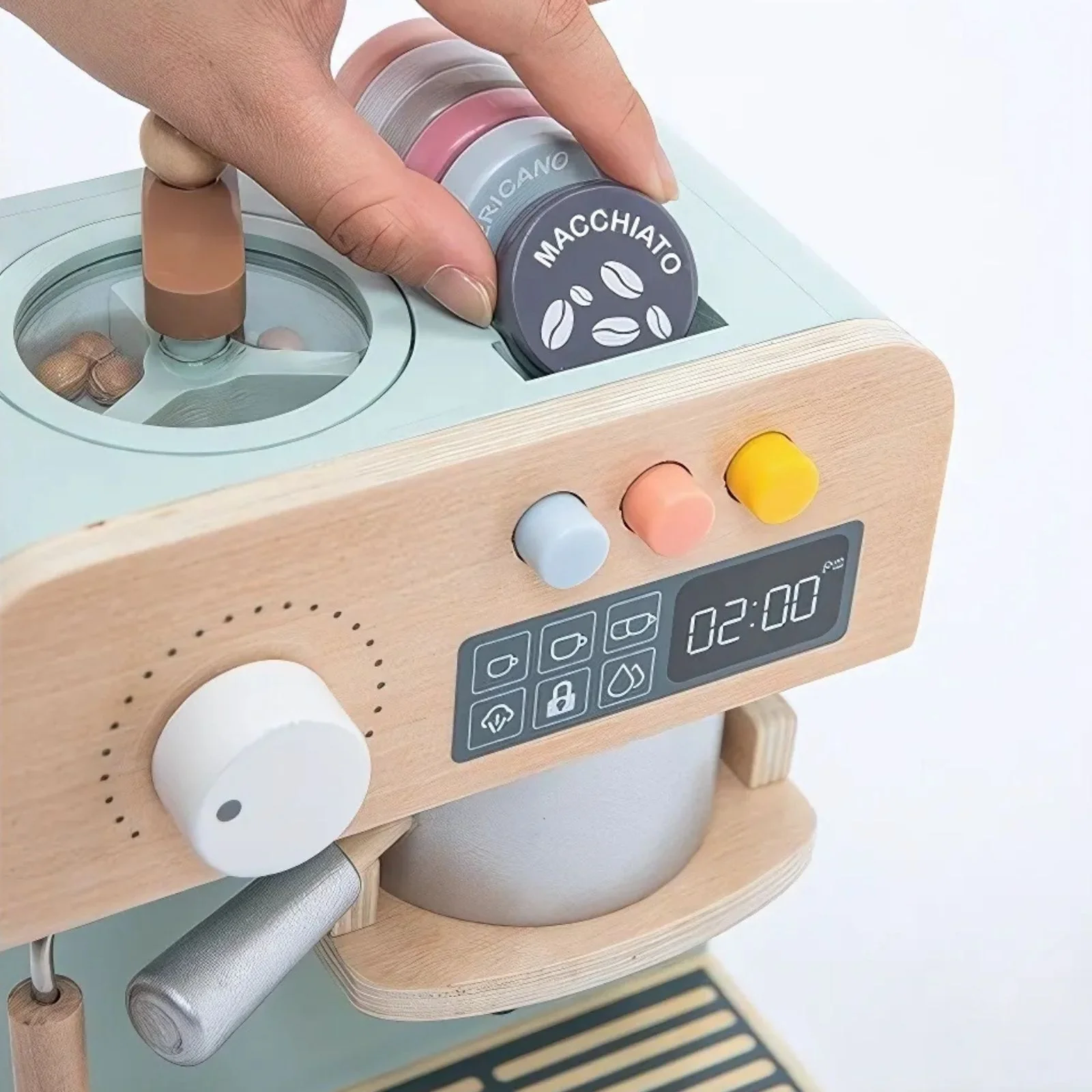 Kinder Spielzeug-Kaffeemaschine aus Holz mit Zubehör Kaffeeautomat - Image 2