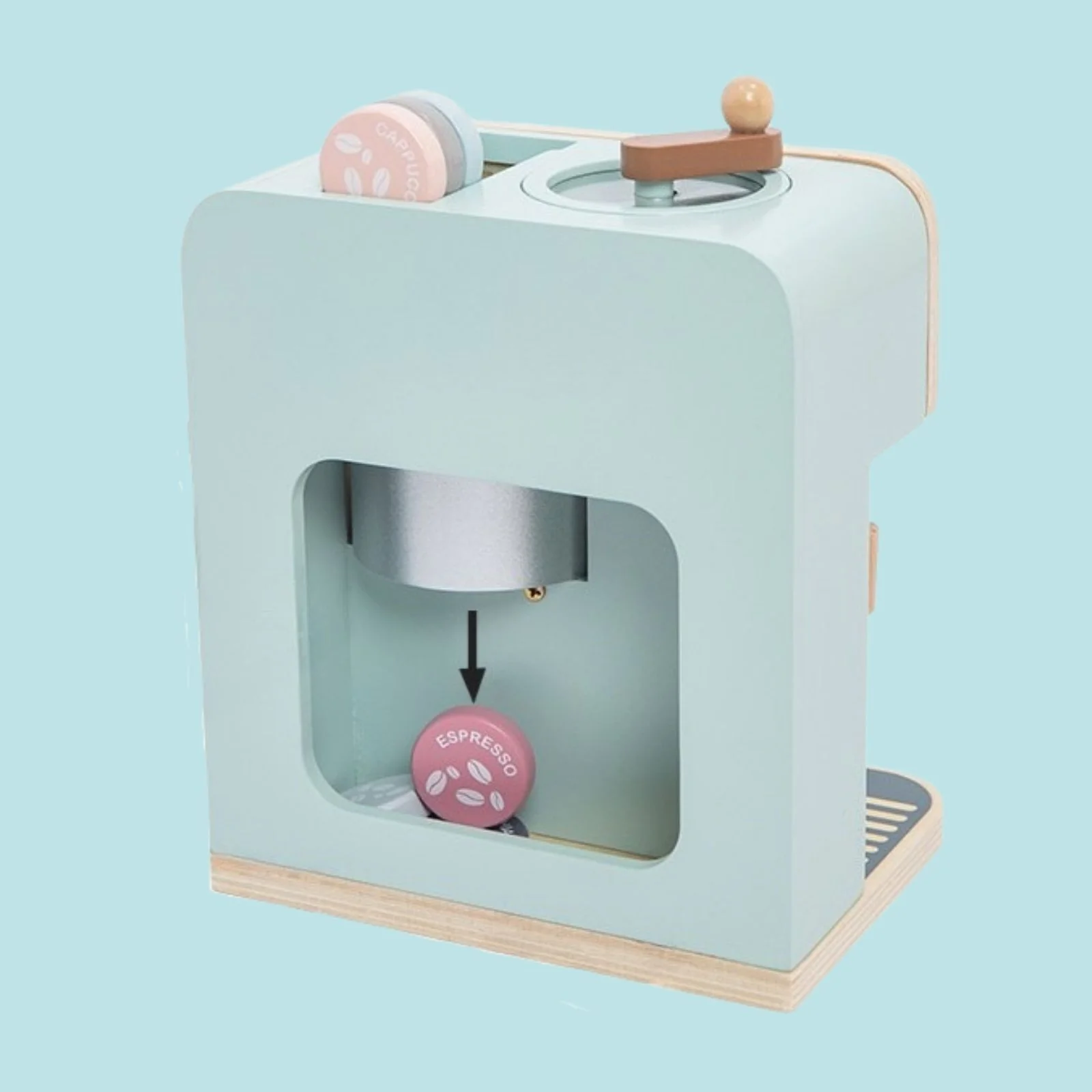Kinder Spielzeug-Kaffeemaschine aus Holz mit Zubehör Kaffeeautomat - Image 8