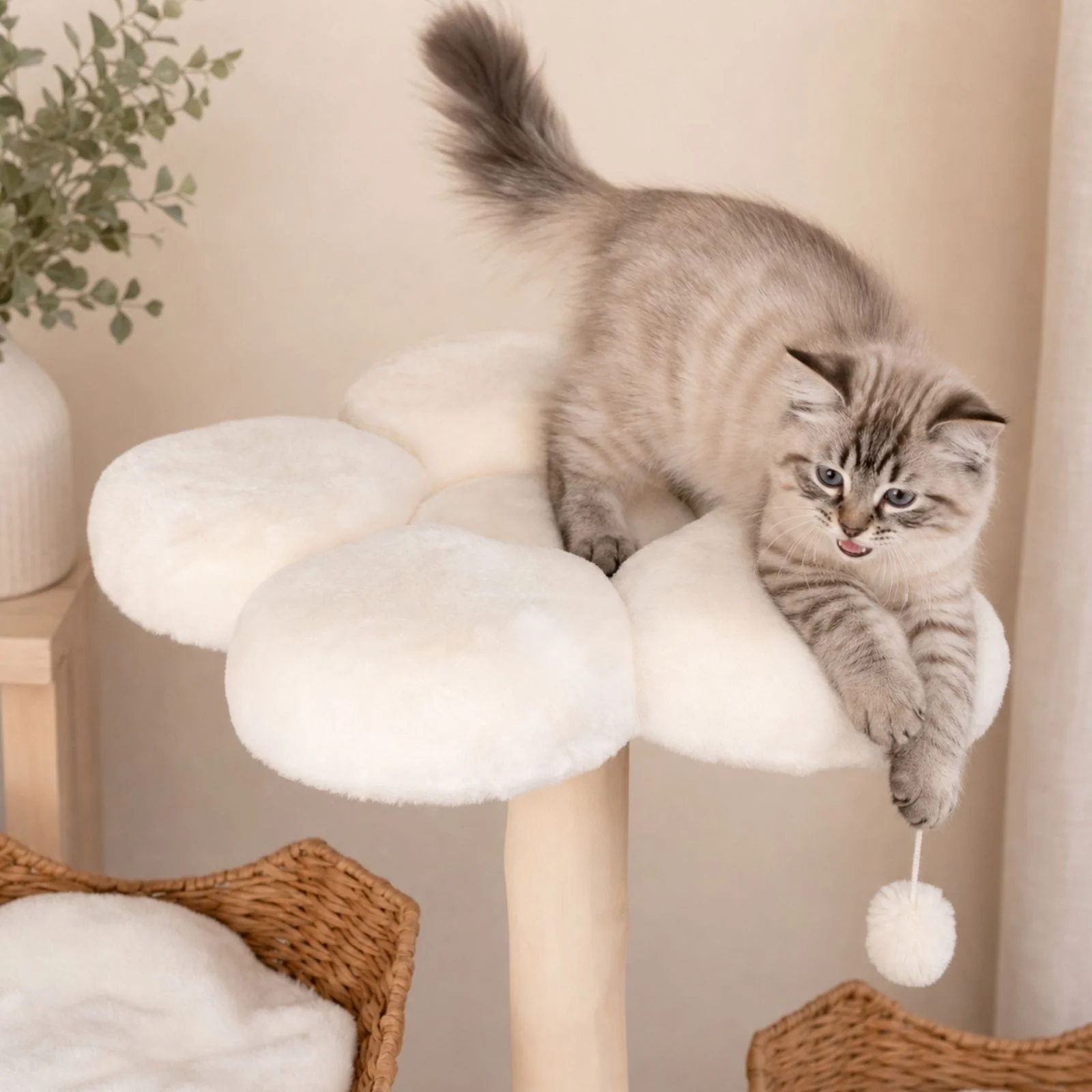 Kratzbaum mit Körben und Plattform Katzenbaum Katzenspielzeug Kletterbaum - Image 10