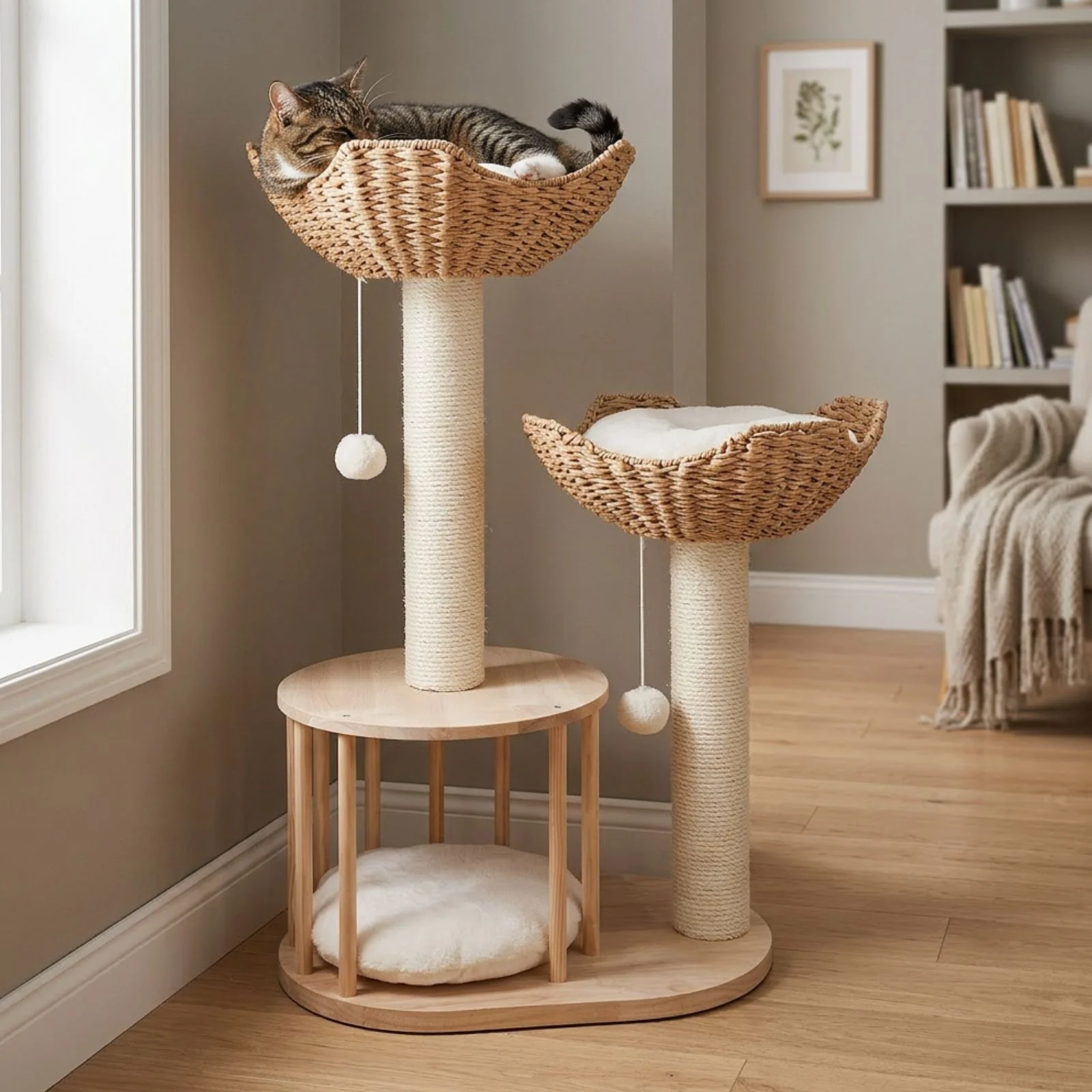 Kratzbaum mit Körben und Rondell Kletterbaum Katzenbaum Katzenspielzeug - Image 2