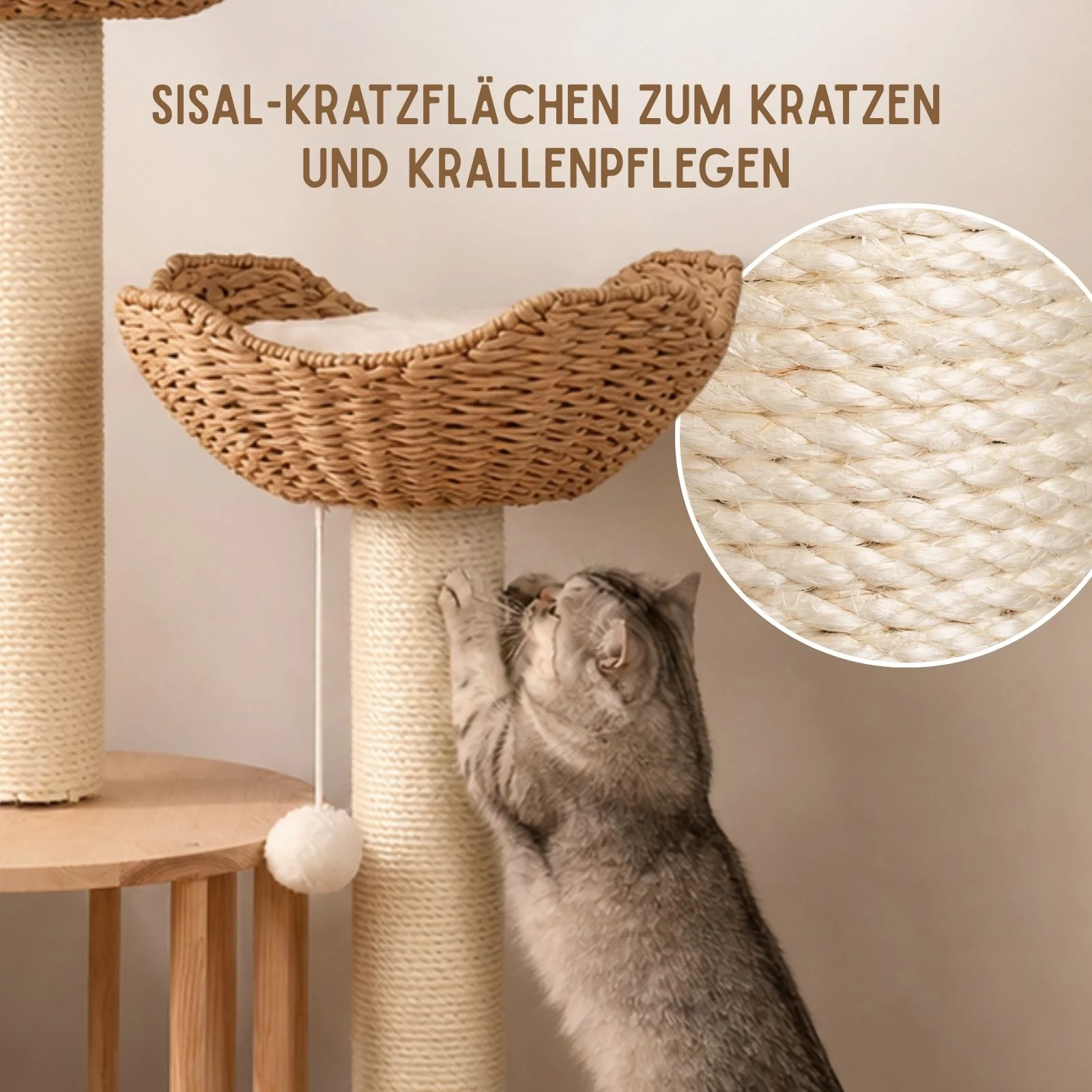Kratzbaum mit Körben und Rondell Kletterbaum Katzenbaum Katzenspielzeug - Image 5