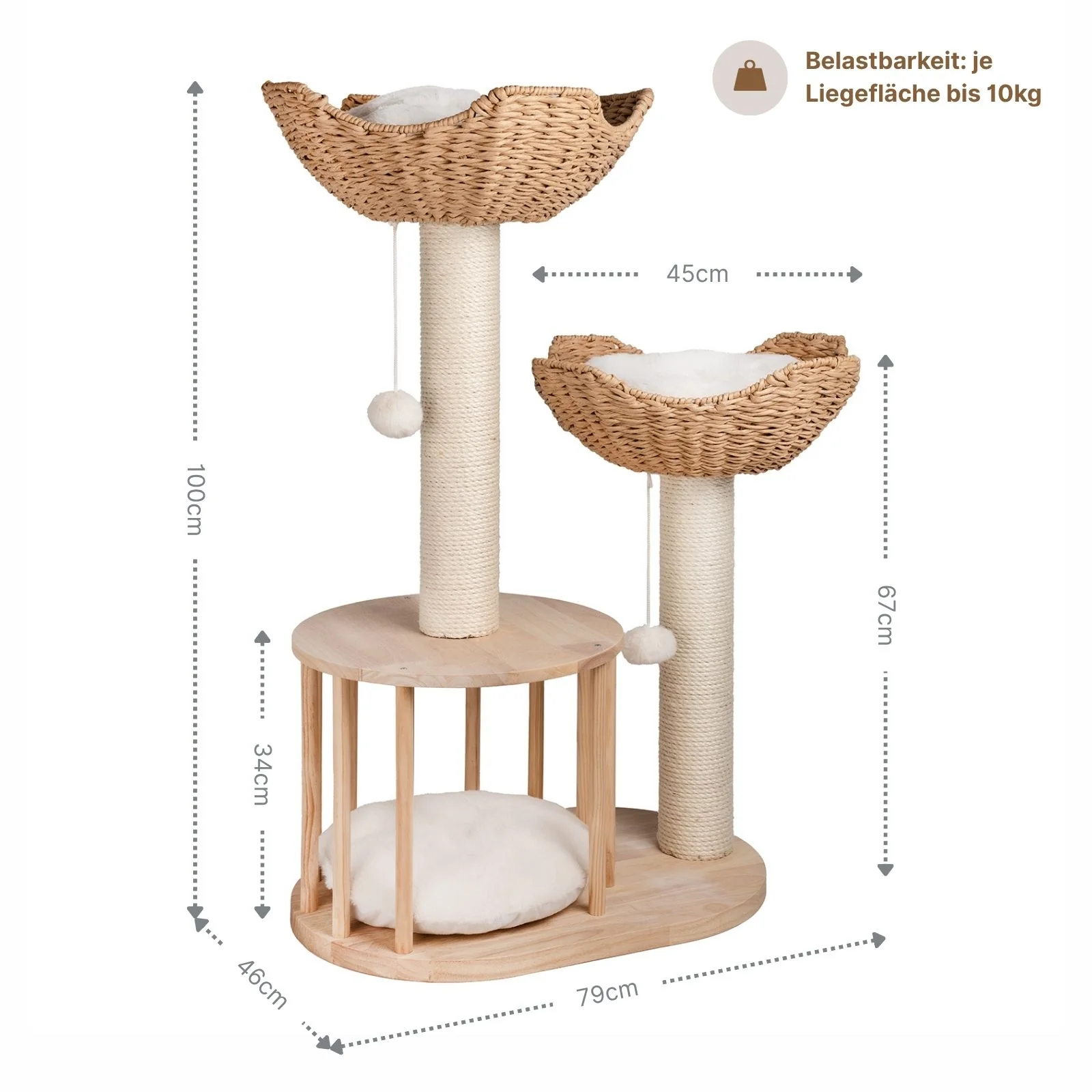 Kratzbaum mit Körben und Rondell Kletterbaum Katzenbaum Katzenspielzeug - Image 9