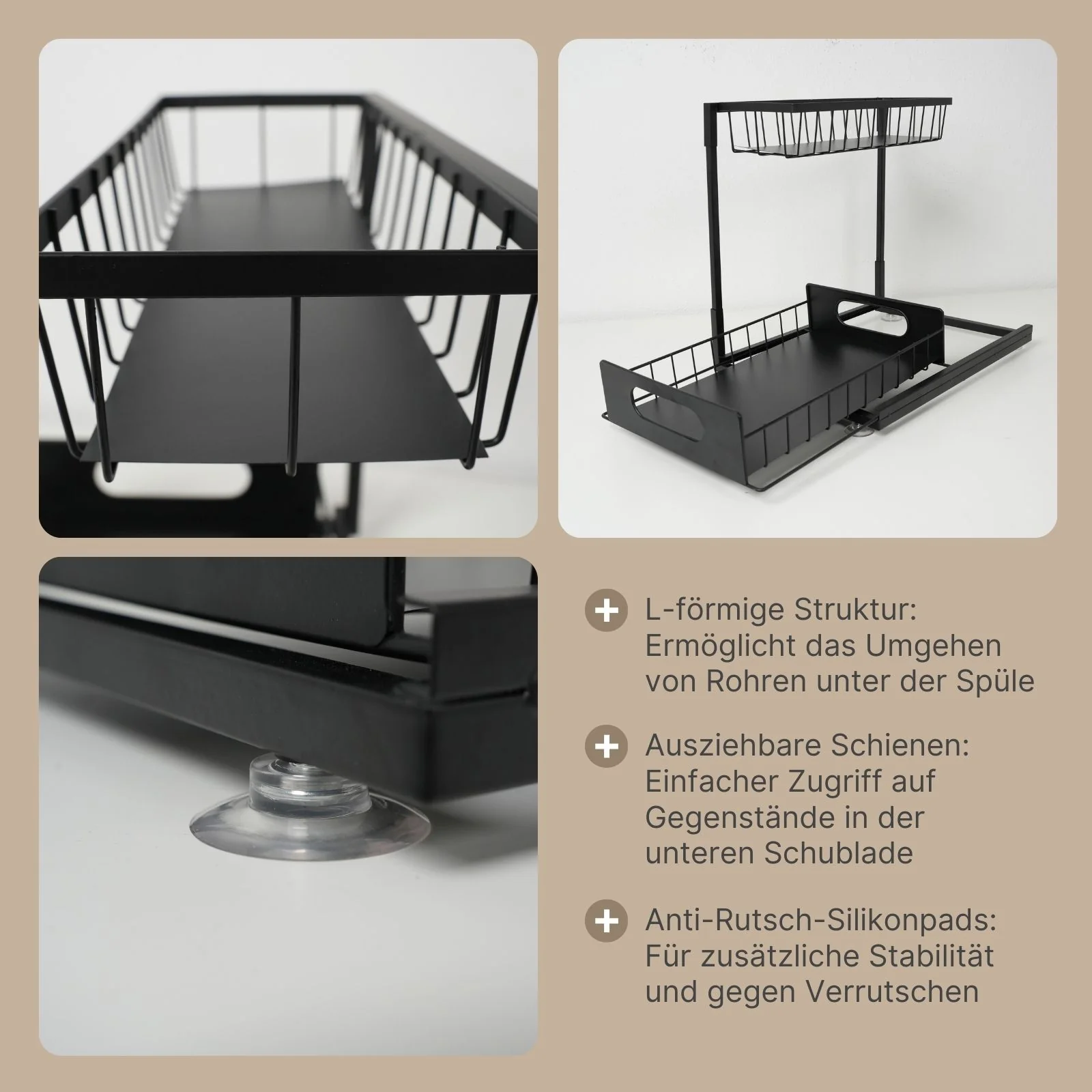 Küchen-Organizer Unterschrankregal Gewürzregal Aufbewahrungsregal Küchenregal - Image 5