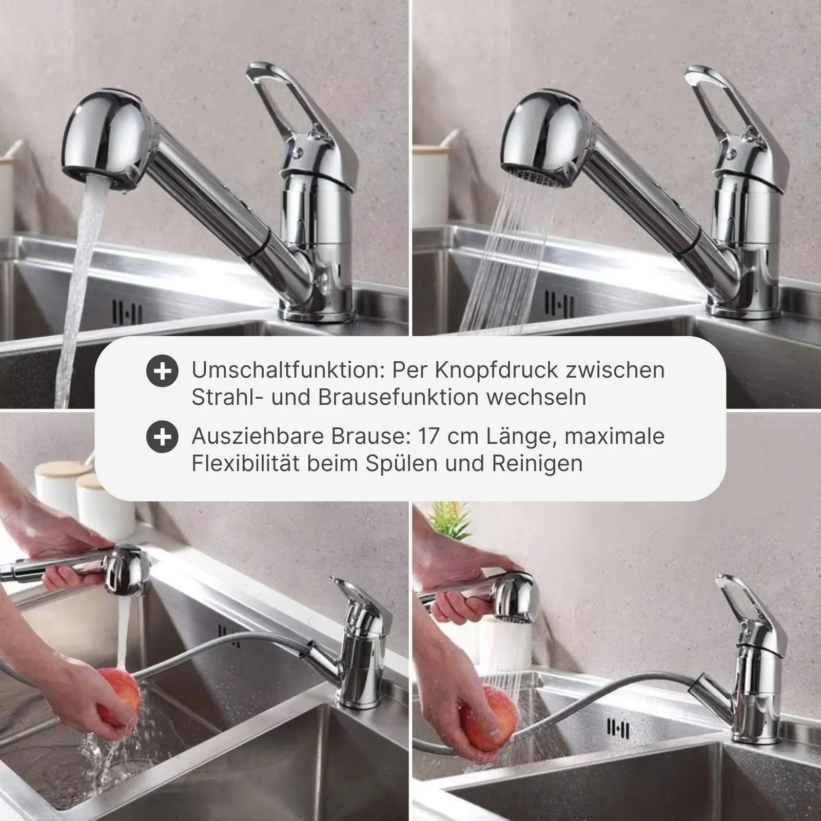 Küchenarmatur Wasserhahn mit ausziehbarer Brause Mischbatterie - Image 2