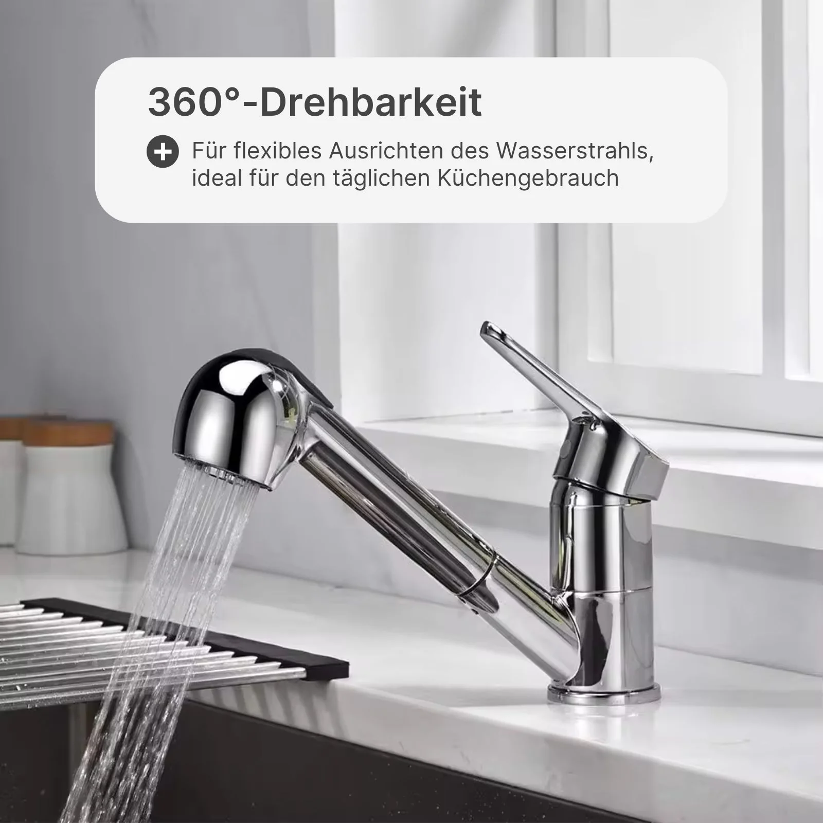 Küchenarmatur Wasserhahn mit ausziehbarer Brause Mischbatterie - Image 4