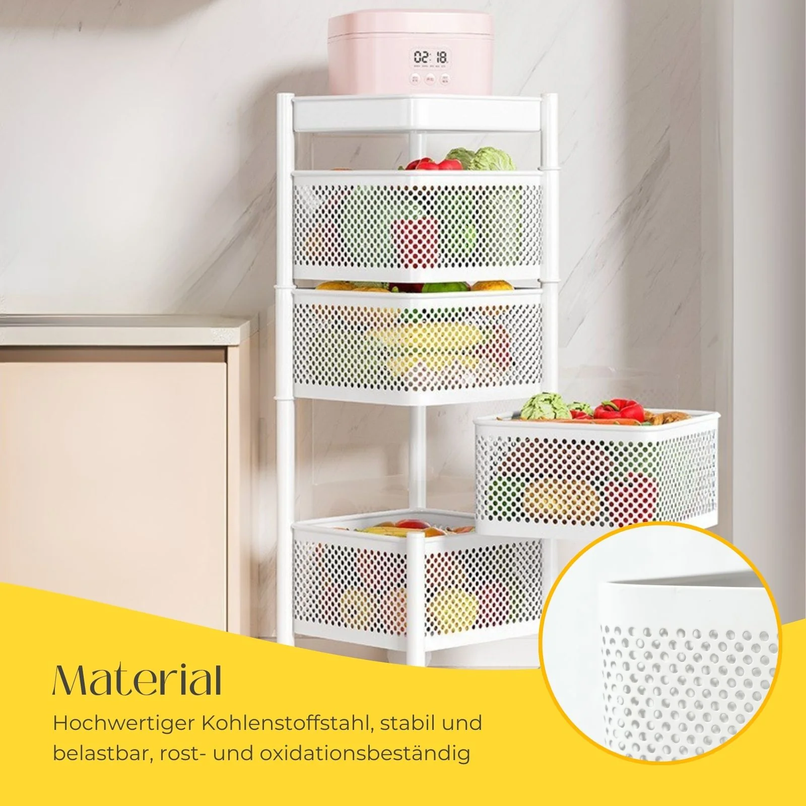 Küchenwagen Rollwagen Servierwagen Organizer Aufbewahrungsregal Aufbewahrungskorb - Image 4