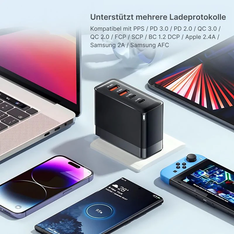 Ladegerät 100W Schnellladegerät USB-A USB-C 4-Ports Netzteil - Image 3