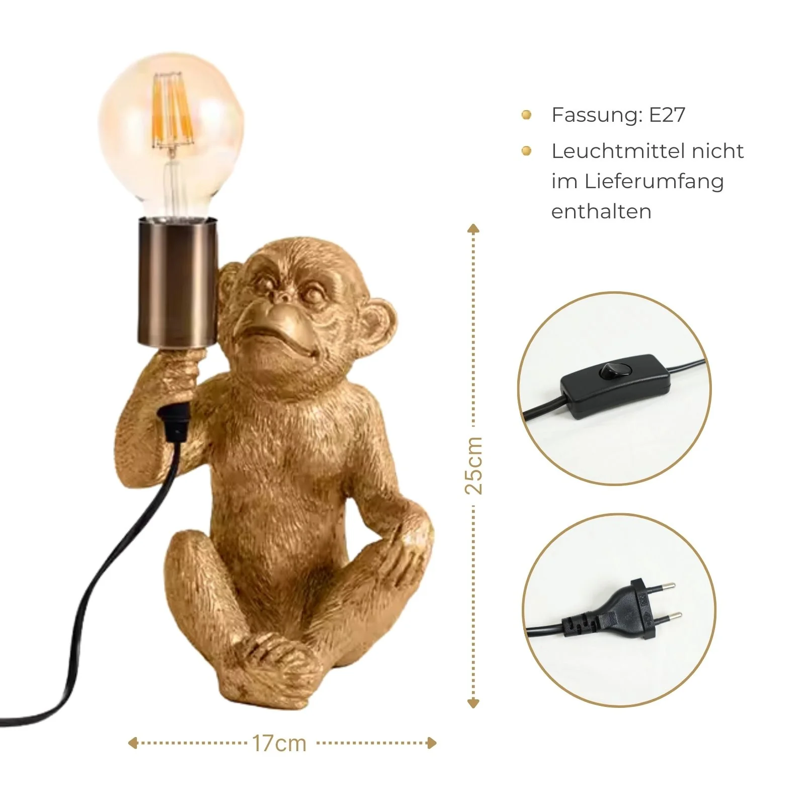 Affenlampe Nachttischlampe Tiermotiv-Beleuchtung Affen-Dekoleuchte - Image 5