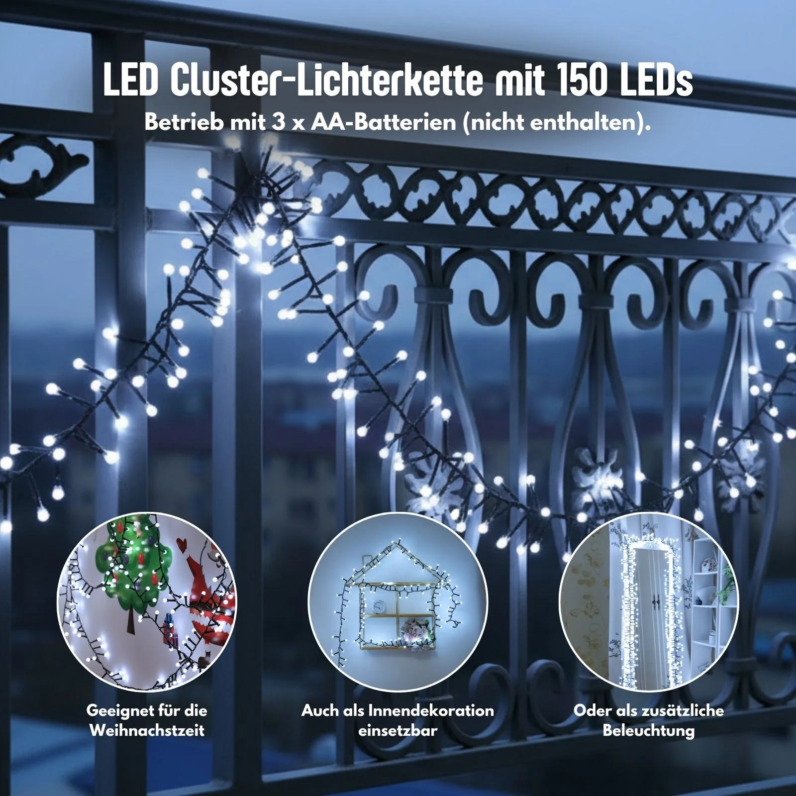 LED Cluster-Lichterkette 3.7m Lichtgirlande Büschellichterkette - Image 2