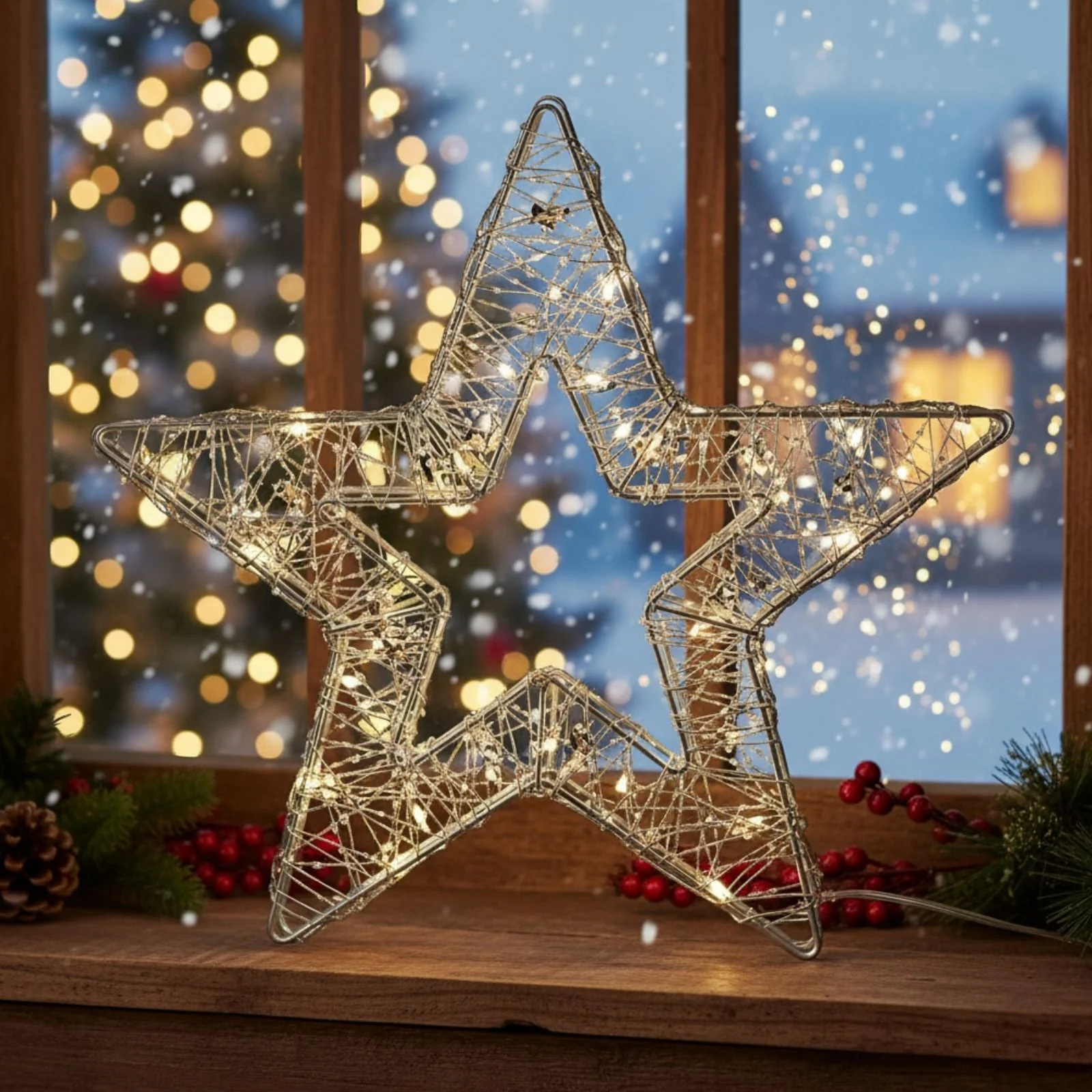 LED-Dekostern offen 3D Leuchtstern Drahtstern Weihnachtsstern - Image 2