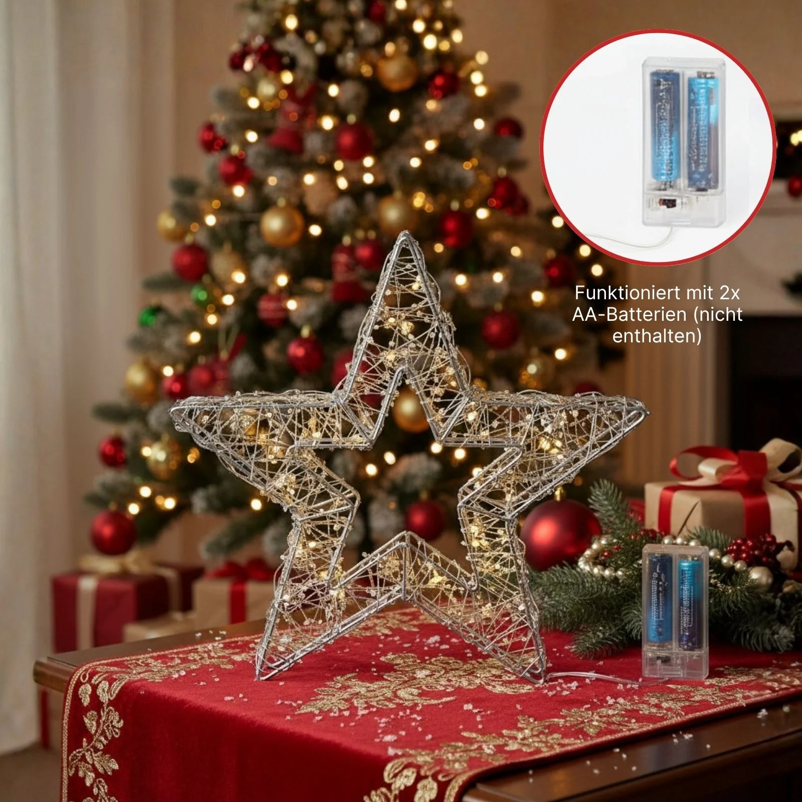 LED-Dekostern offen 3D Leuchtstern Drahtstern Weihnachtsstern - Image 4